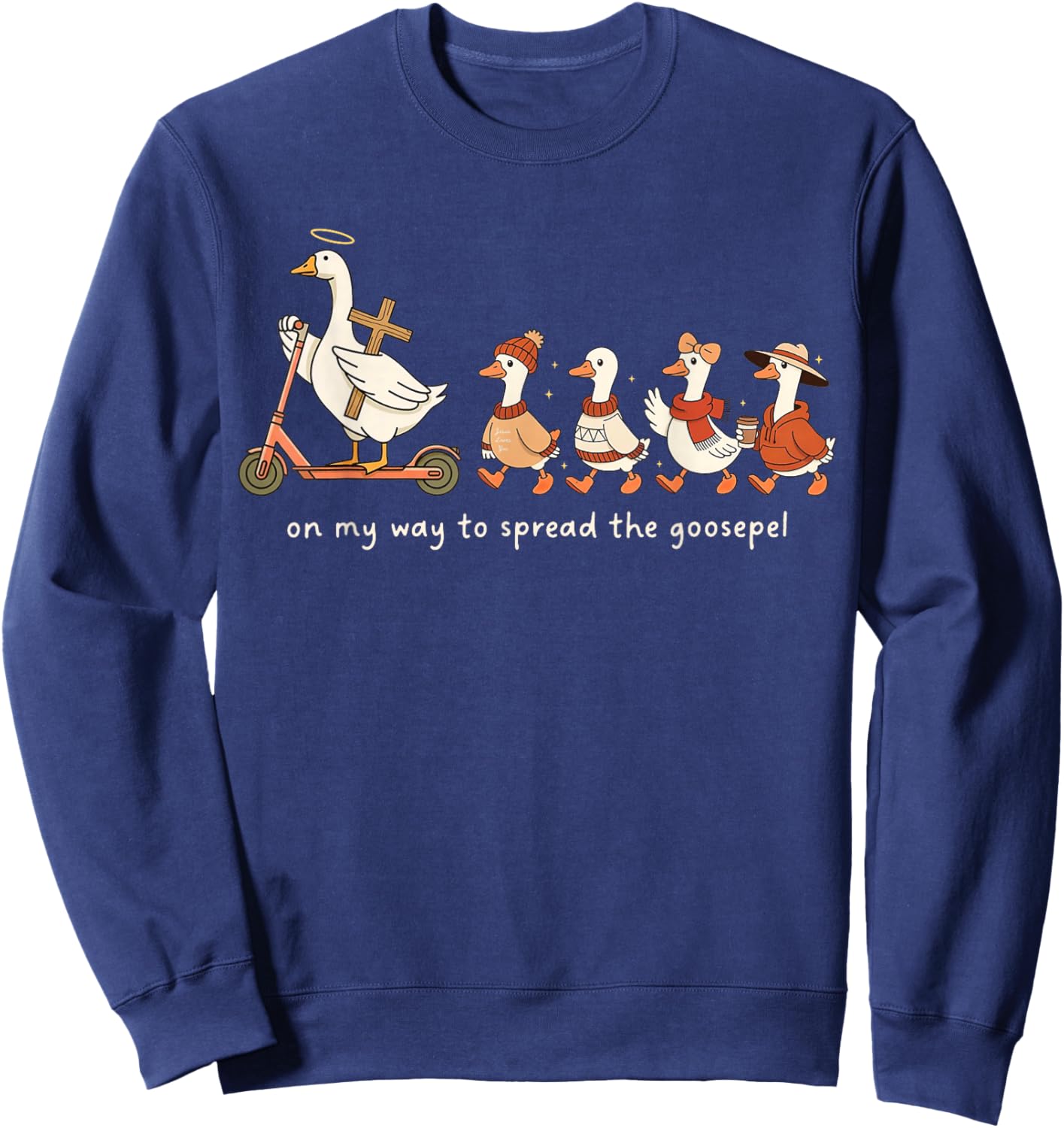 Funny Goose Fall Christian On My Way to Spread Goosepel Sweatshirt - Sweatshirt | Navy