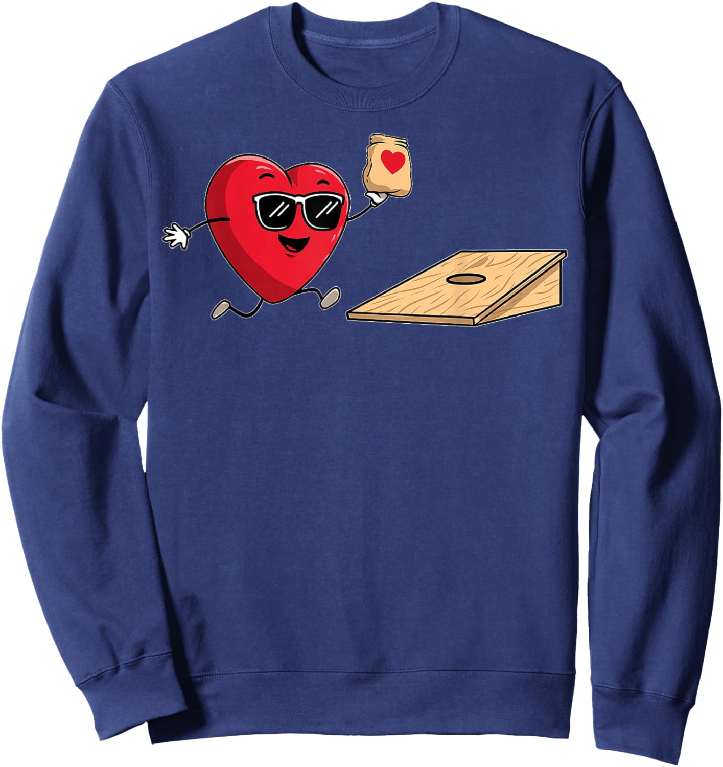 Cornhole Heart Team Player Valentine's Day Sunglasses Sweatshirt - Sweatshirt | Navy