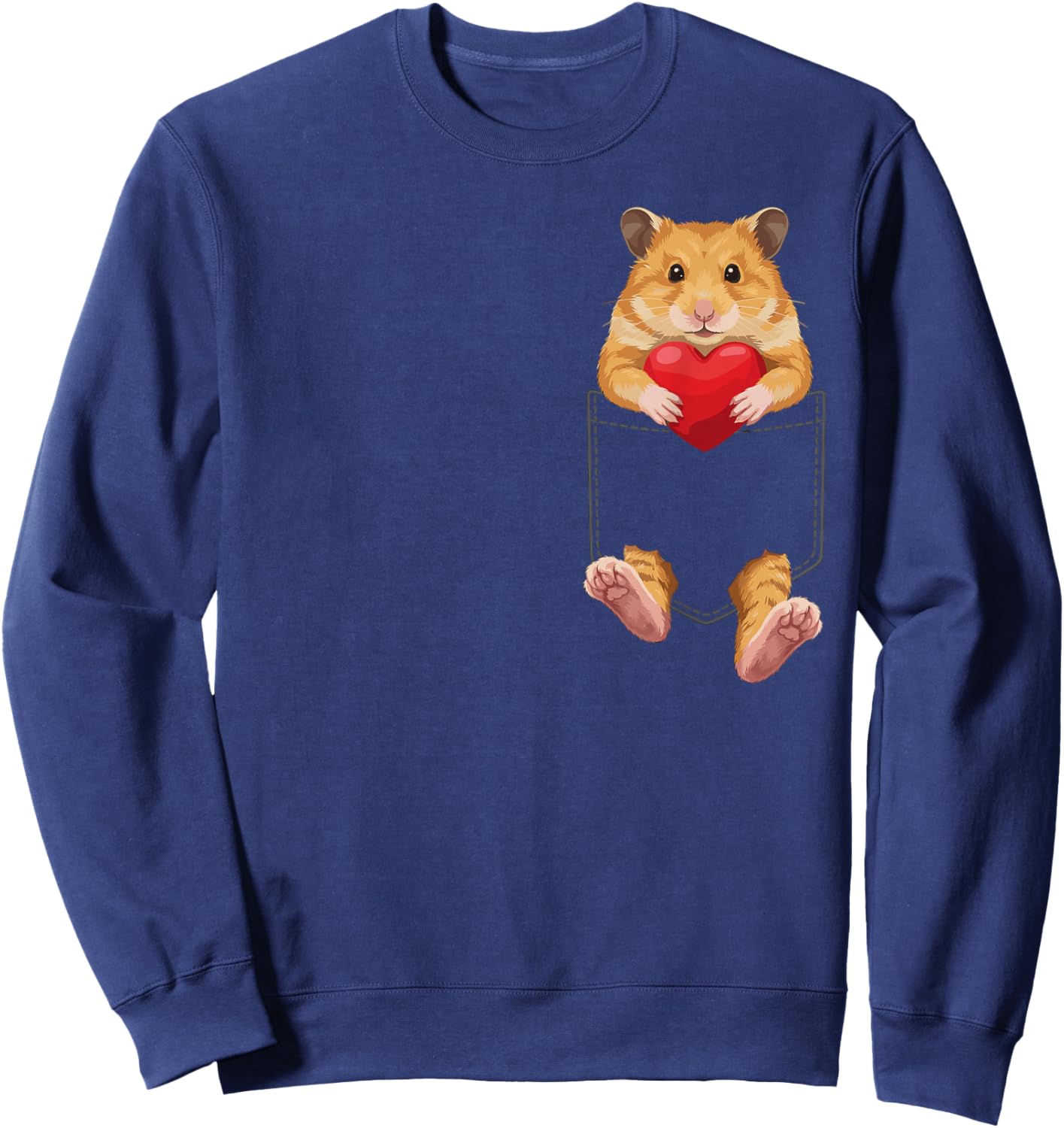 Hamster in Pocket Rodent Pet Lover Design Valentines Sweatshirt - Sweatshirt | Navy