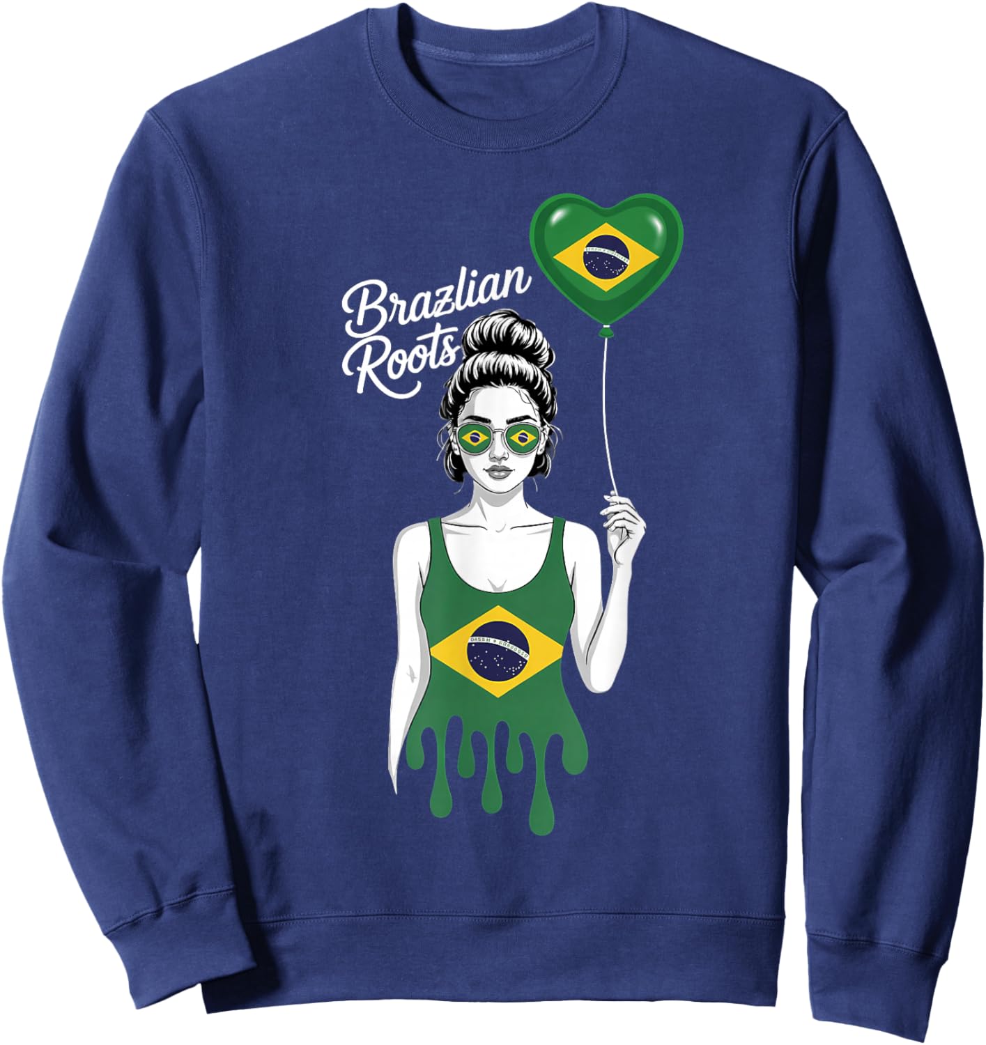 Brazil Flag Brazilian Roots Brasilian Pride Brasil Sweatshirt - Sweatshirt | Navy