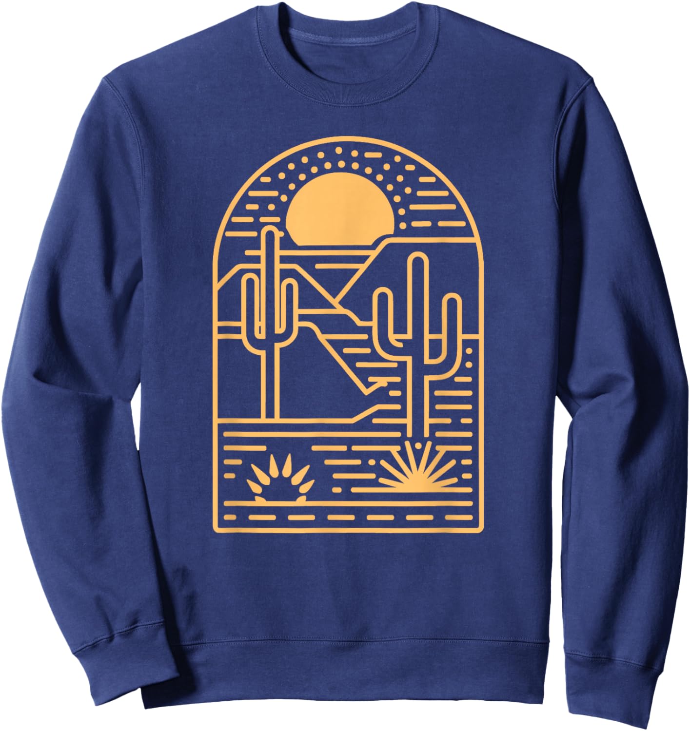 Desert Aesthetic Sunset Cacti Travel Wanderlust Sweatshirt - Sweatshirt | Navy