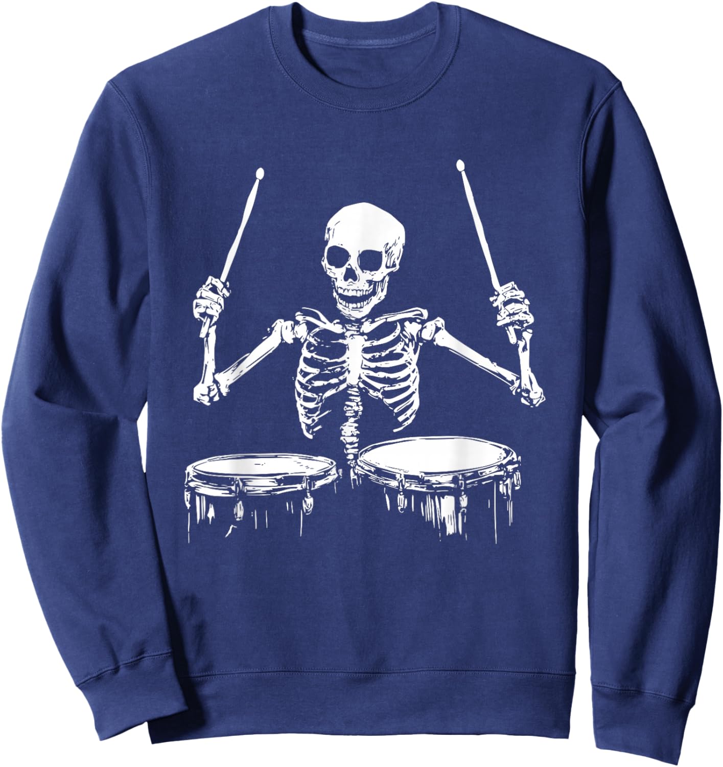 Funny Skeleton Drummer Drumming Drums Music Lover Sweatshirt - Sweatshirt | Navy