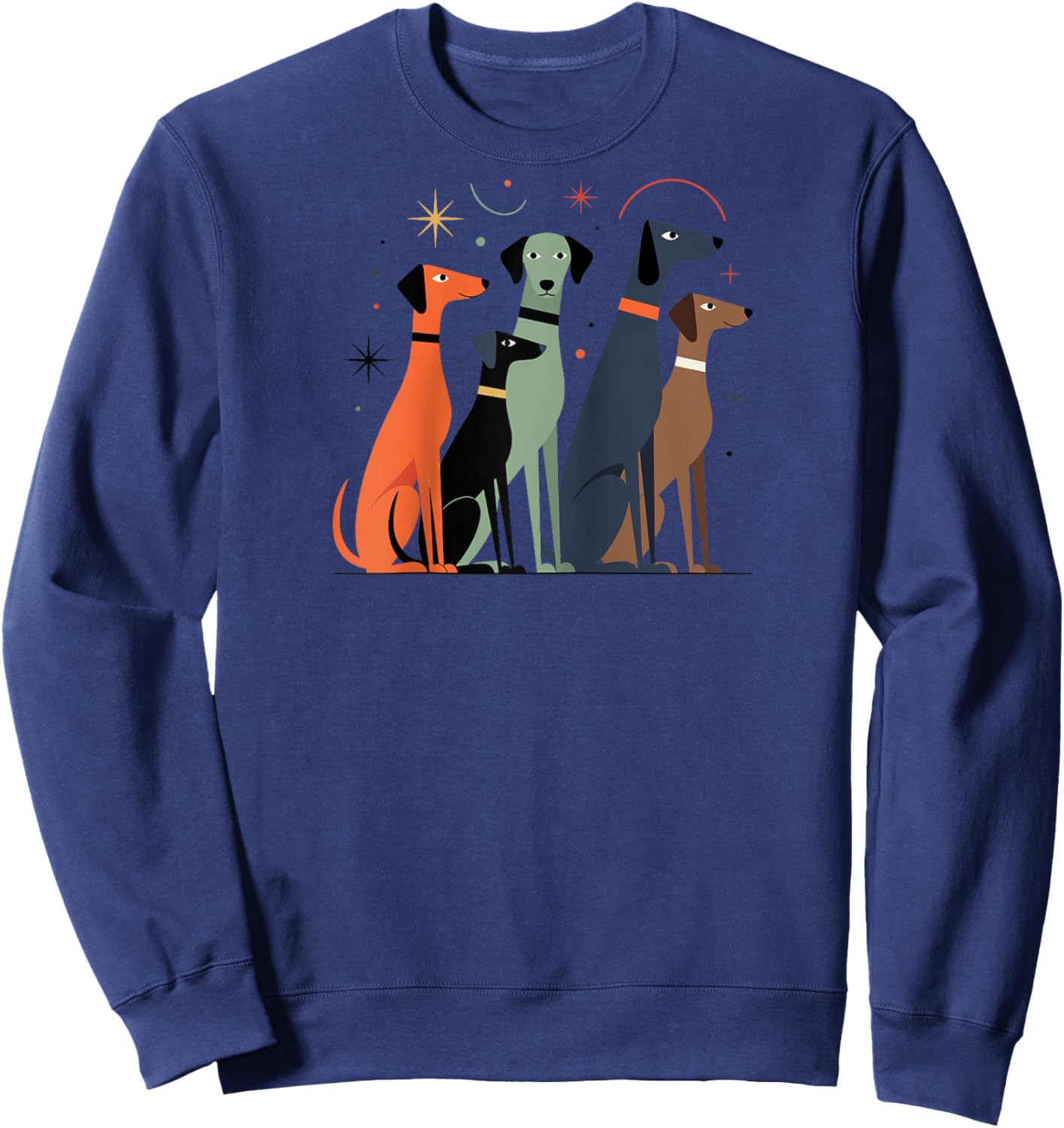 Retro Mid-Century, Modern Dogs, Atomic Age, 50s & 60s Style Raglan Baseball Sweatshirt - Sweatshirt | Navy