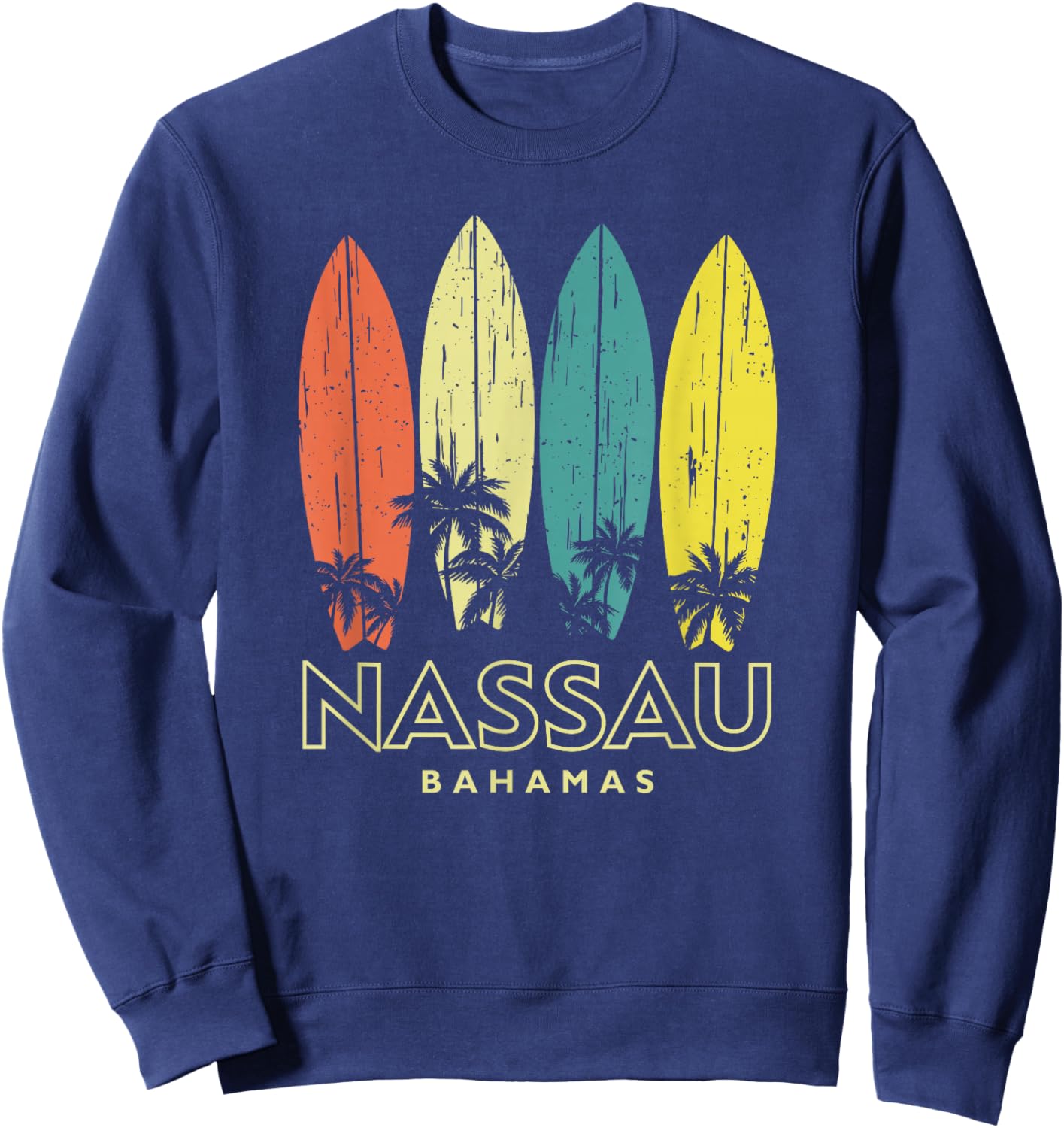 Nassau Bahamas Retro Surfboards Vintage Boys Girls Souvenir Sweatshirt - Sweatshirt | Navy