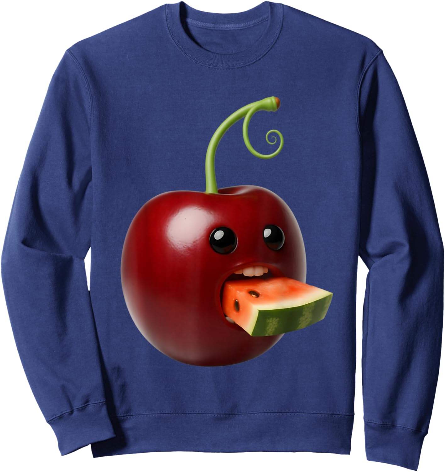 Niche Fruits Funny Cherry Meme Brainrot Surreal Sweatshirt - Sweatshirt | Navy