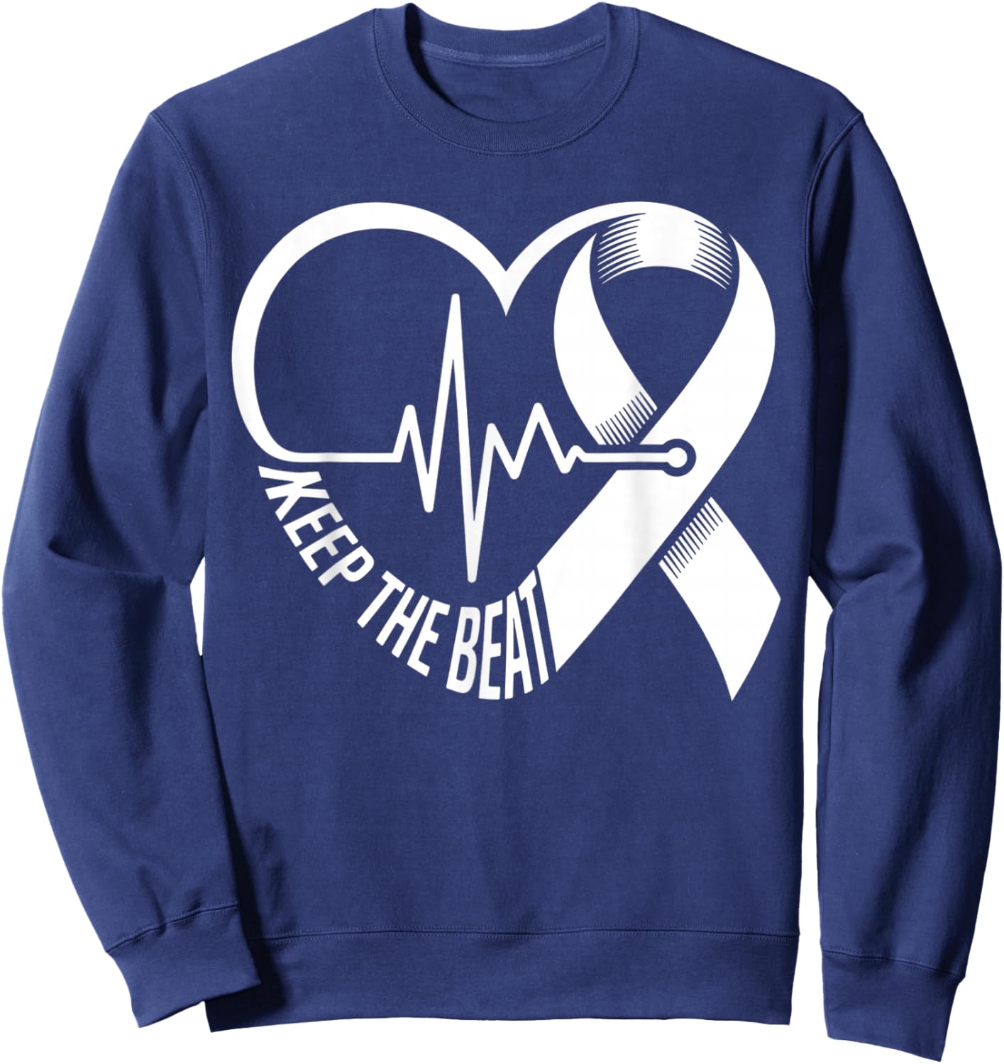 Heart Disease Awareness Heartbeat CHD Wear Red Heart Health Sweatshirt - Sweatshirt | Navy