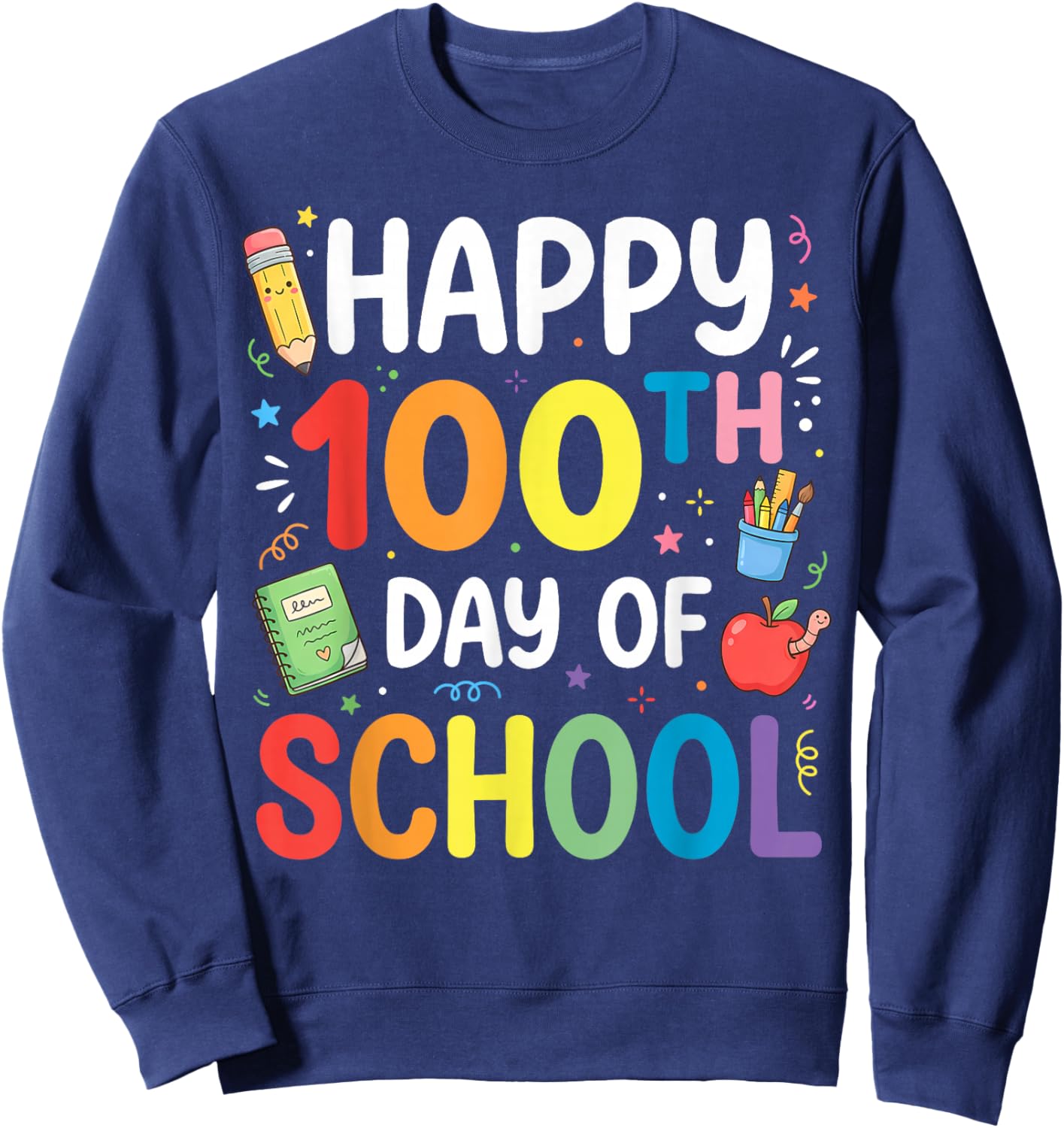 100 Days of School Teacher and Student Sweatshirt - Sweatshirt | Navy