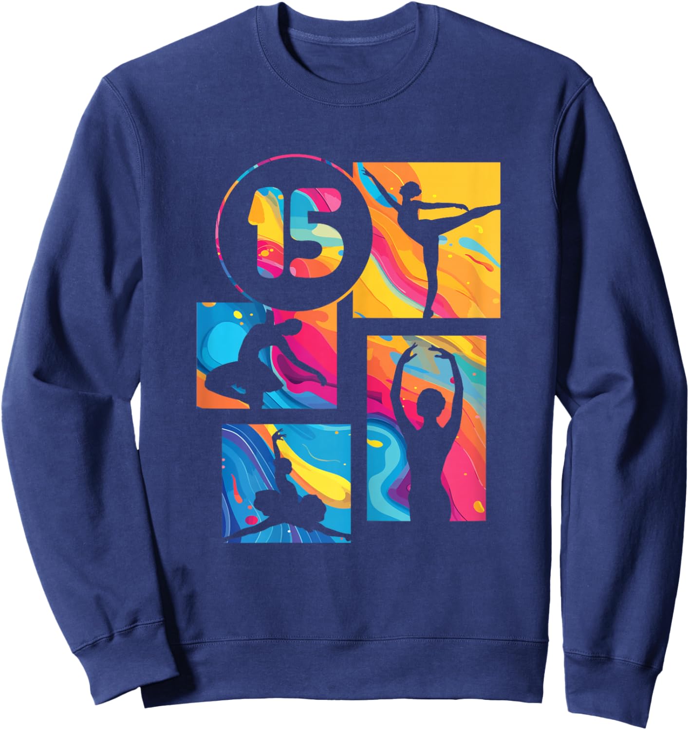 15th Birthday Girl Ballet Dancer Retro Ballerina 15 Year Old Sweatshirt - Sweatshirt | Navy