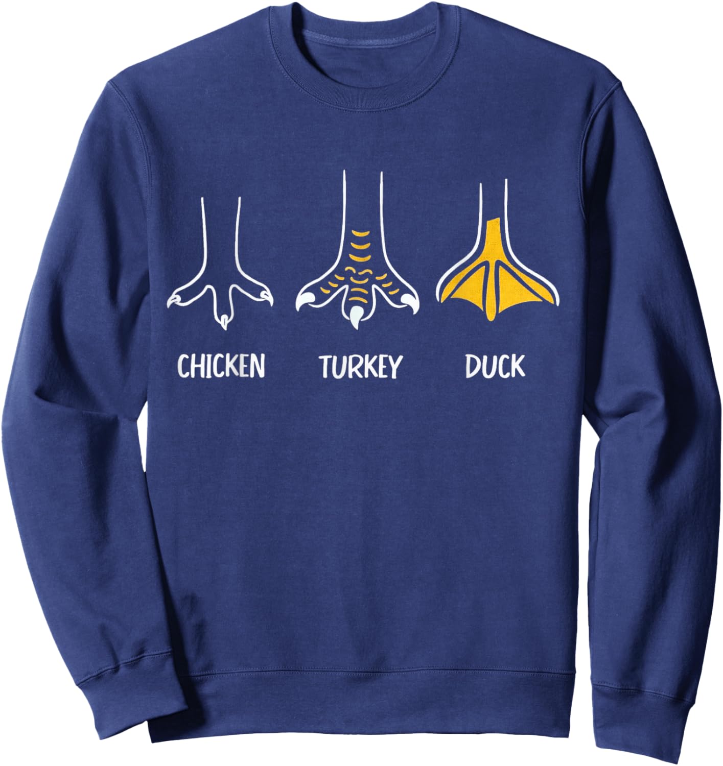 Chicken Turkey Duck Funny Bird Feet Rock Paper Style Sweatshirt - Sweatshirt | Navy