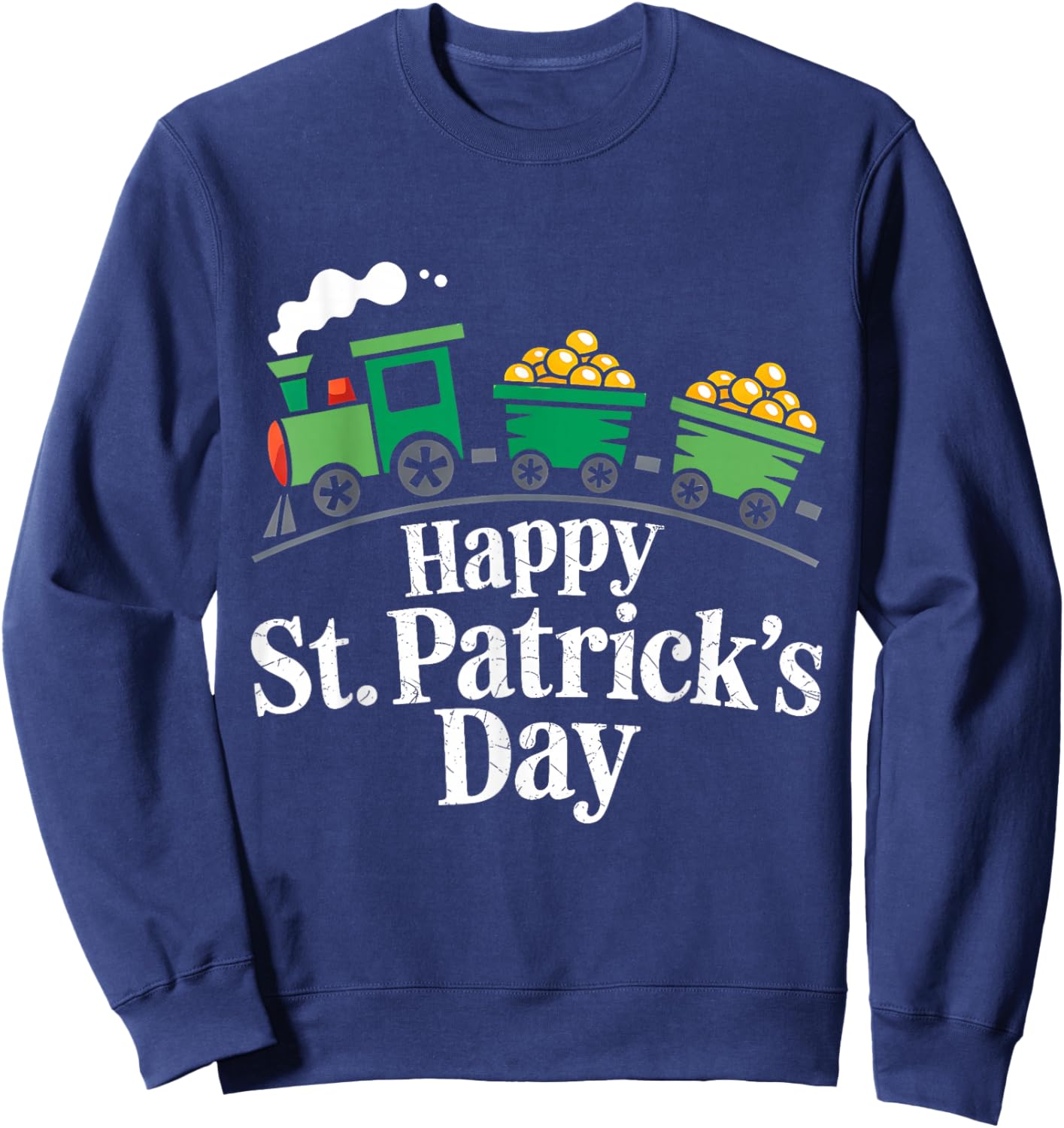 Train Coins Happy St Patricks Day Cute Boys Kids Toddler Sweatshirt - Sweatshirt | Navy