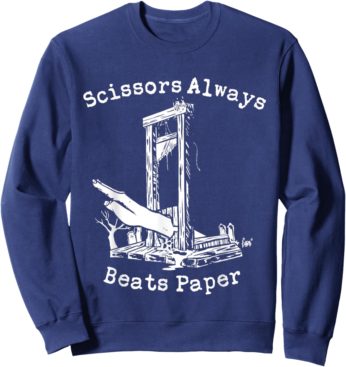 Scissors Always Beats Paper - Game Goth Culture Guillotine Sweatshirt - Sweatshirt | Navy