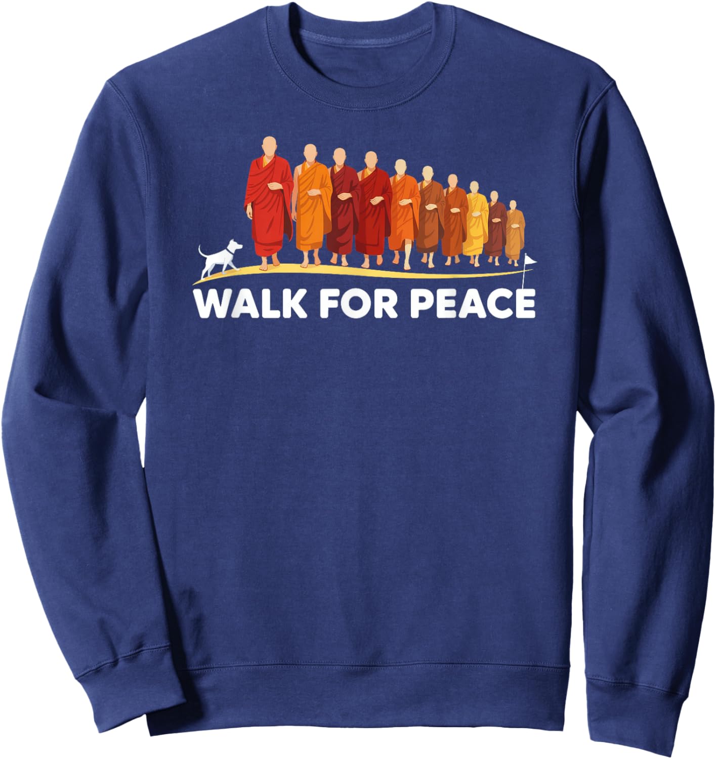 Walk for Peace Monks with Aloka Dog Sweatshirt - Sweatshirt | Navy