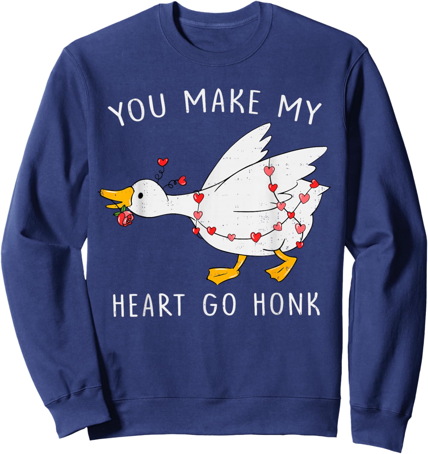 Go Honk Goose Heart Funny Valentines Day Couple Men Women Sweatshirt - Sweatshirt | Navy