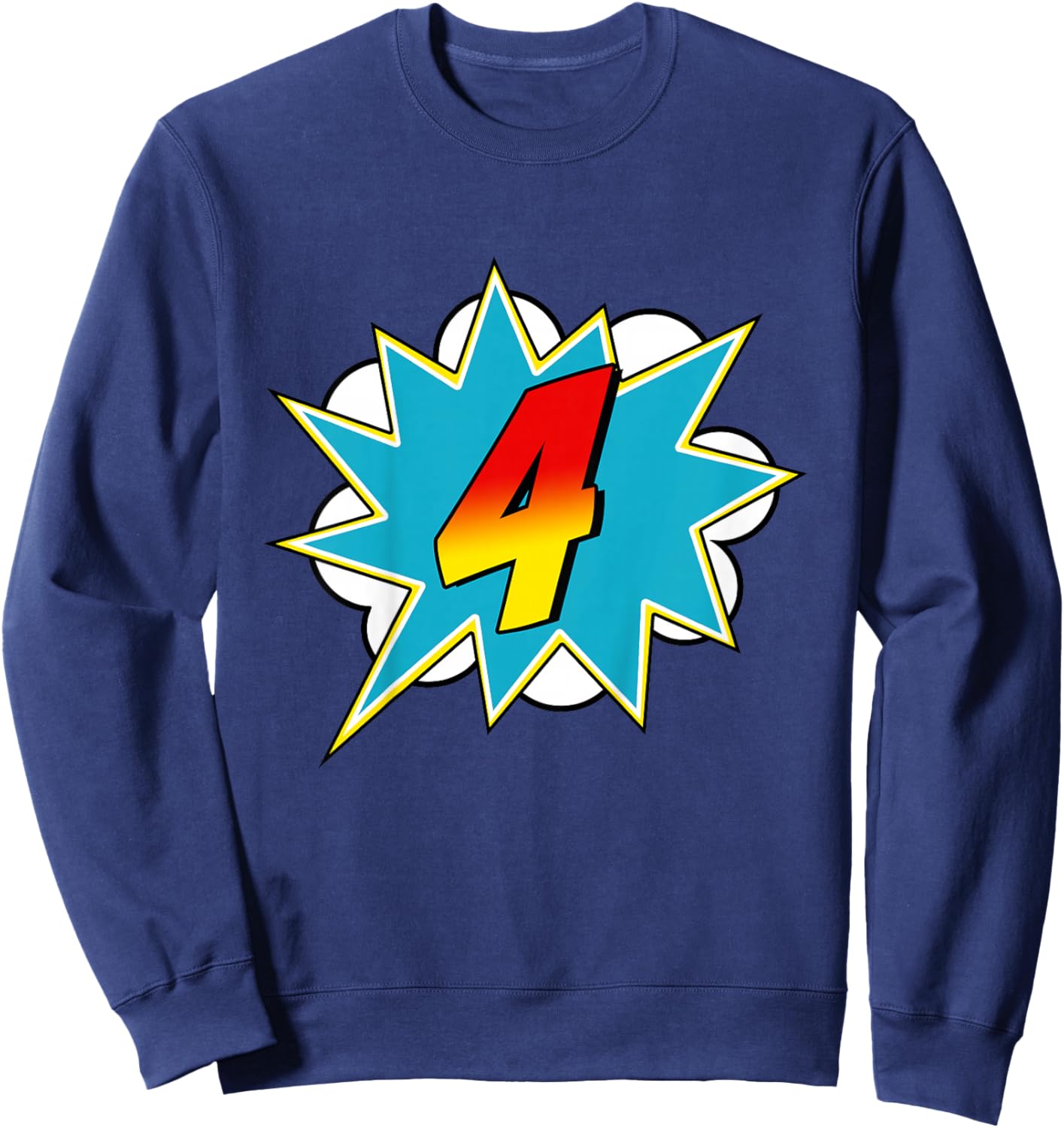4-4th Birthday Superhero Four Years Old Comic Book Sweatshirt - Sweatshirt | Navy