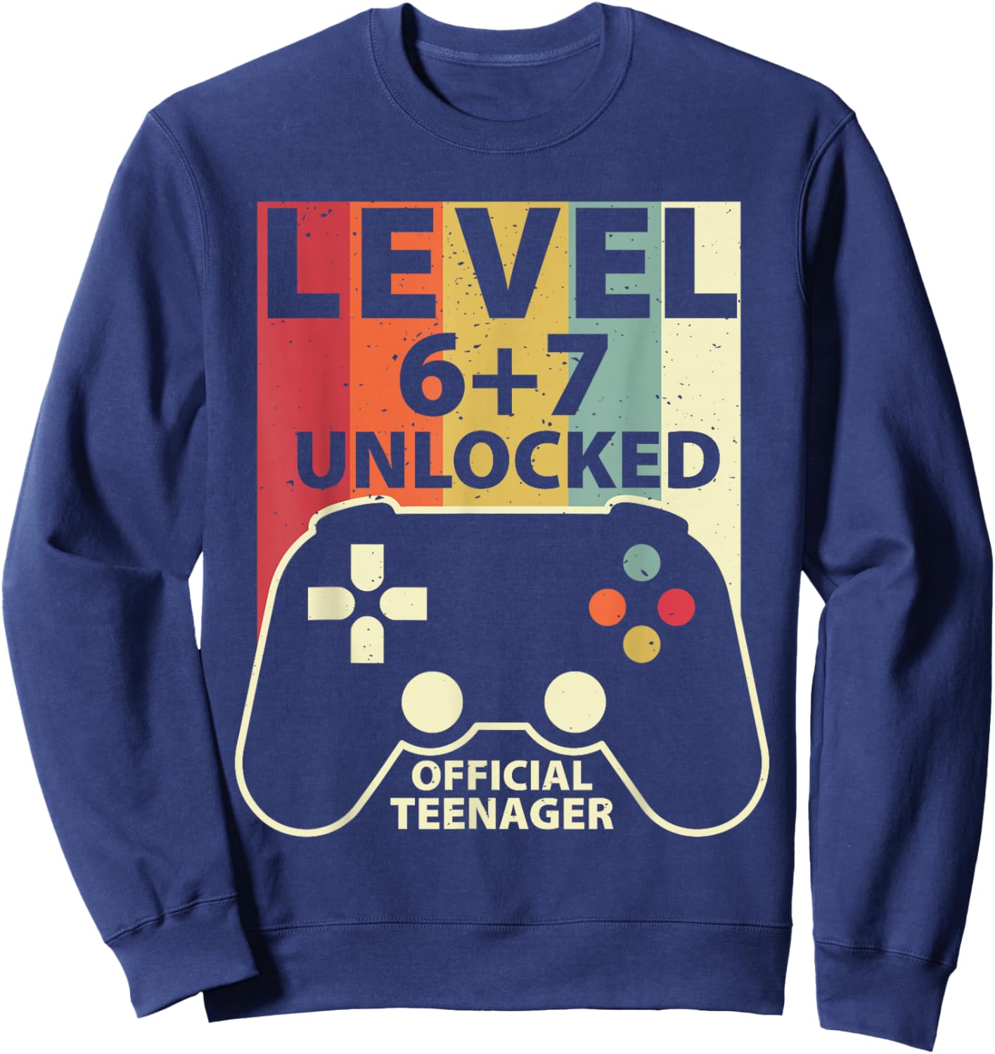 Level 13 Unlocked 67 Meme 13th Birthday Retro Gaming Boys Sweatshirt - Sweatshirt | Navy