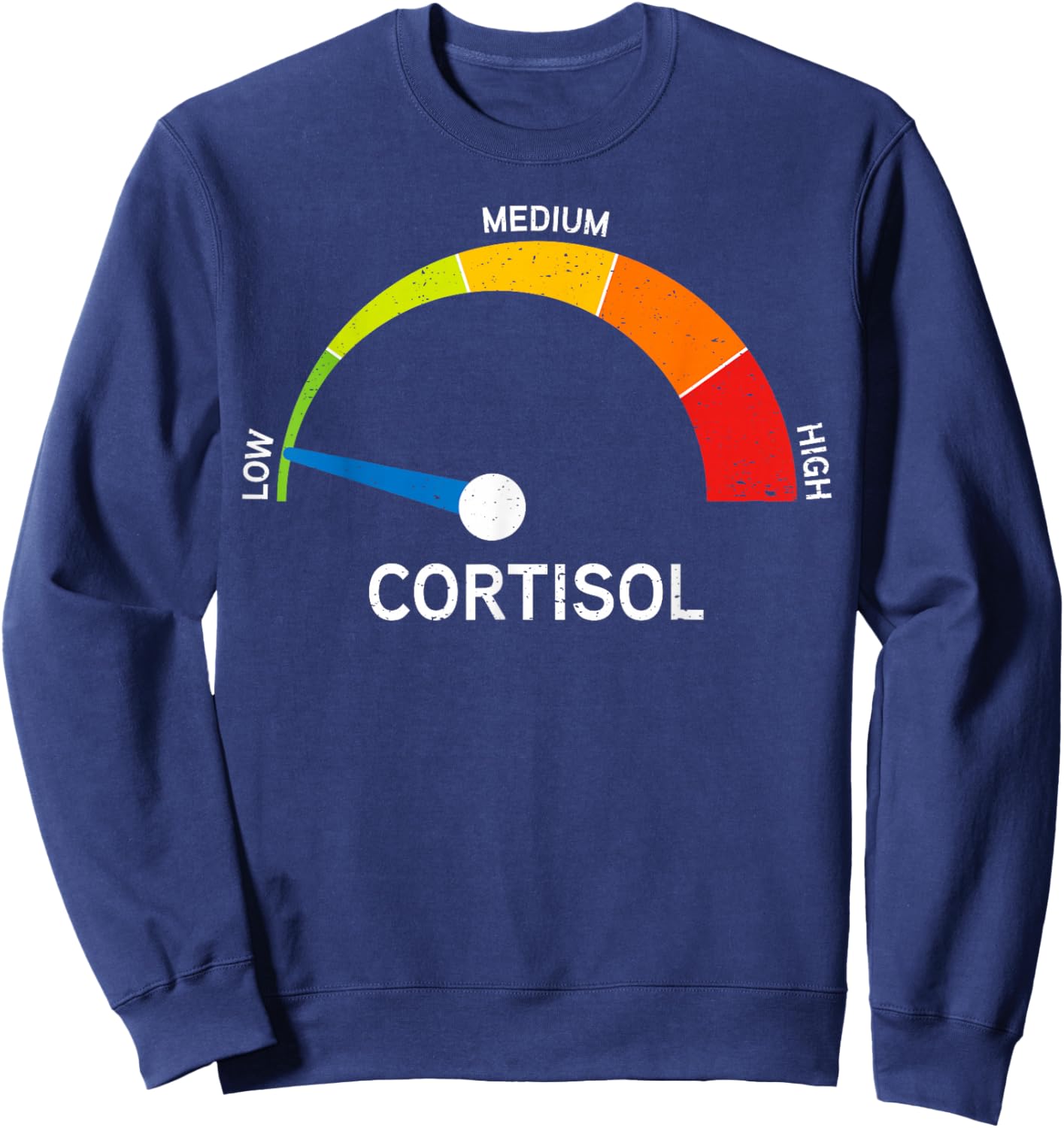 Funny Cortisol Level Speedometer Stress Meme Sweatshirt - Sweatshirt | Navy