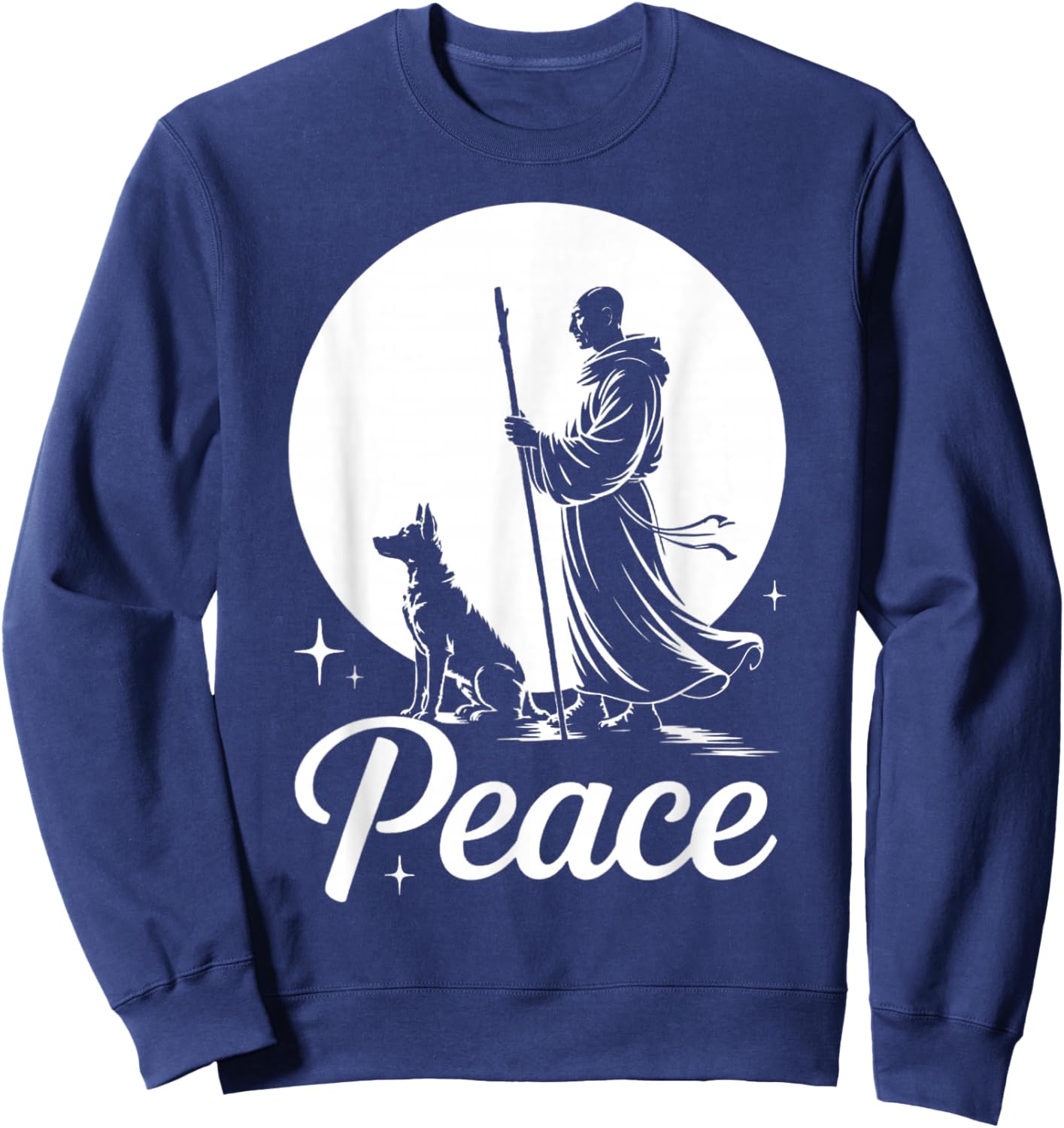 Fun Walk for Peace Calm Monks with Dog Meditation Dogs Lover Sweatshirt - Sweatshirt | Navy