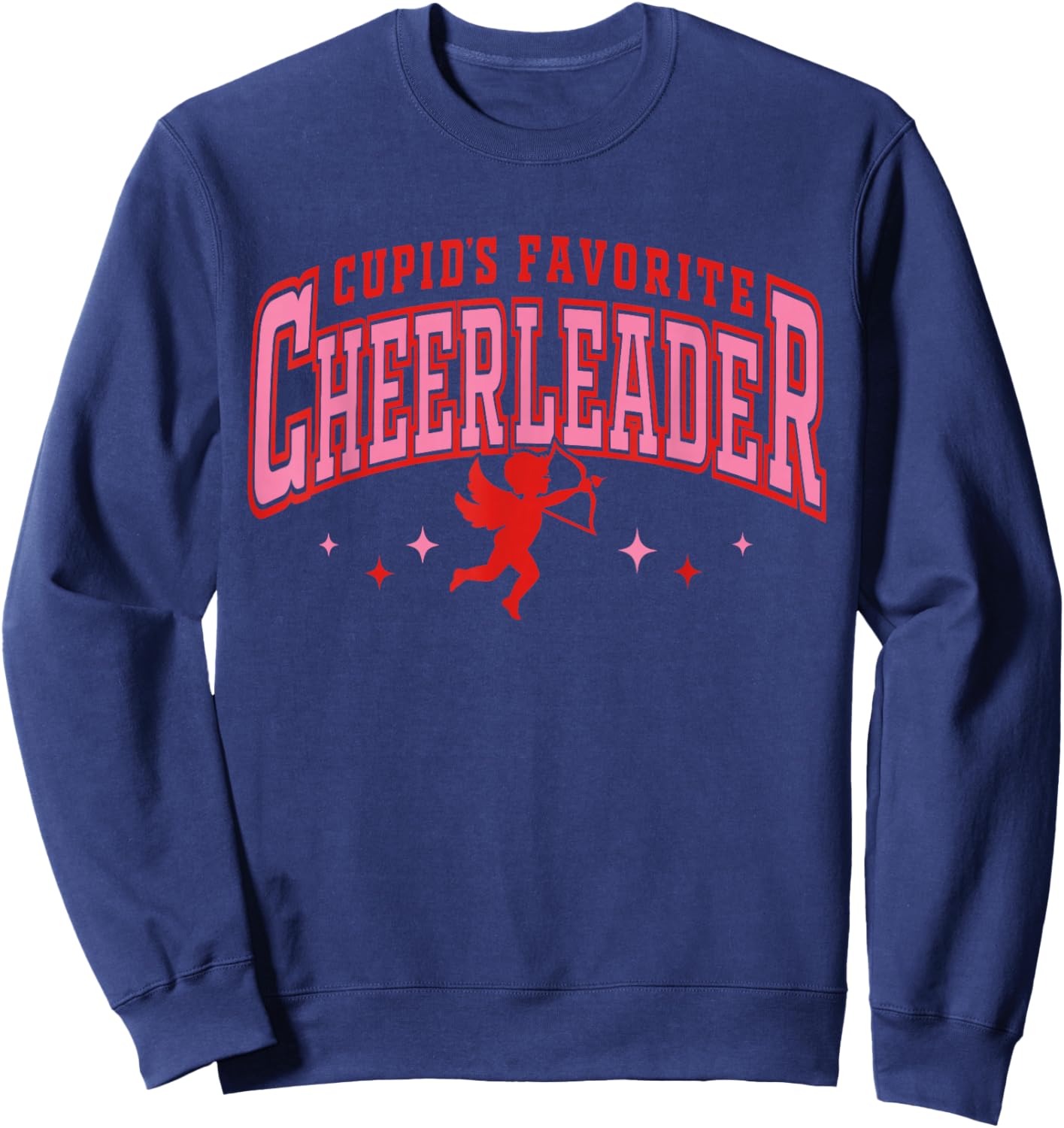 Cupid's Favorite Cheerleader Funny Valentine’s Day Sweatshirt - Sweatshirt | Navy