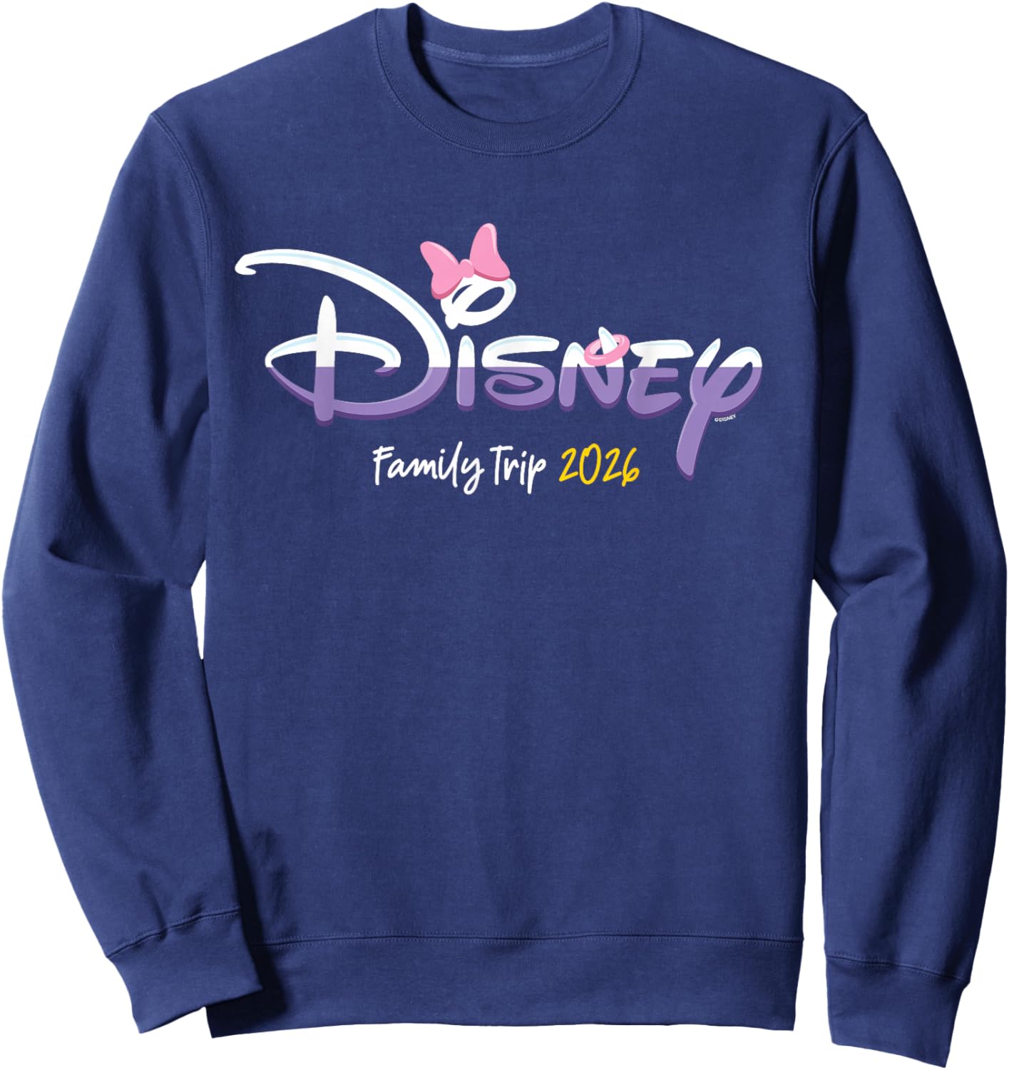 Disney Daisy Duck Script Logo Family Trip 2026 Vacation Sweatshirt - Sweatshirt | Navy