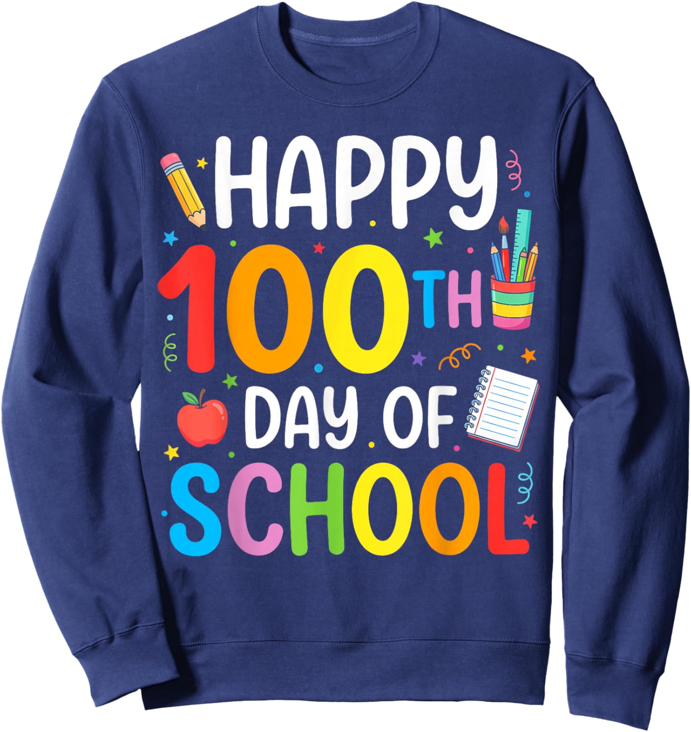 100 Days of School Teacher and Student Sweatshirt - Sweatshirt | Navy