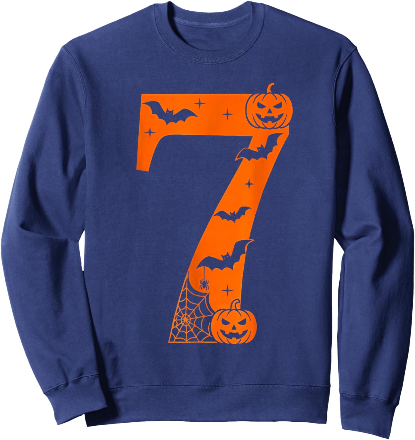 Number 7 Funny Six Seven Meme Halloween Sweatshirt - Sweatshirt | Navy