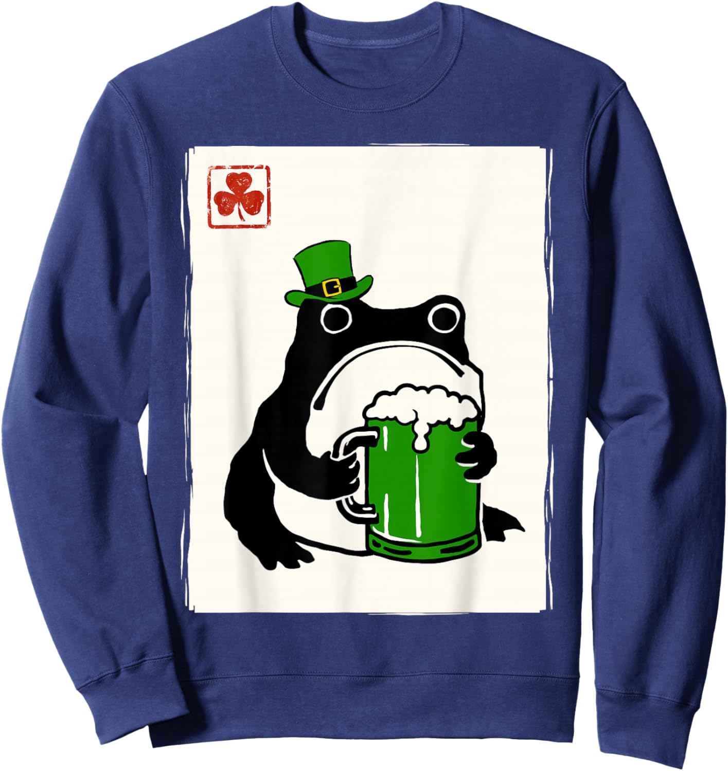 Grumpy Frog St Patty's Shamrock Beer Funny St Patrick's Day Sweatshirt - Sweatshirt | Navy