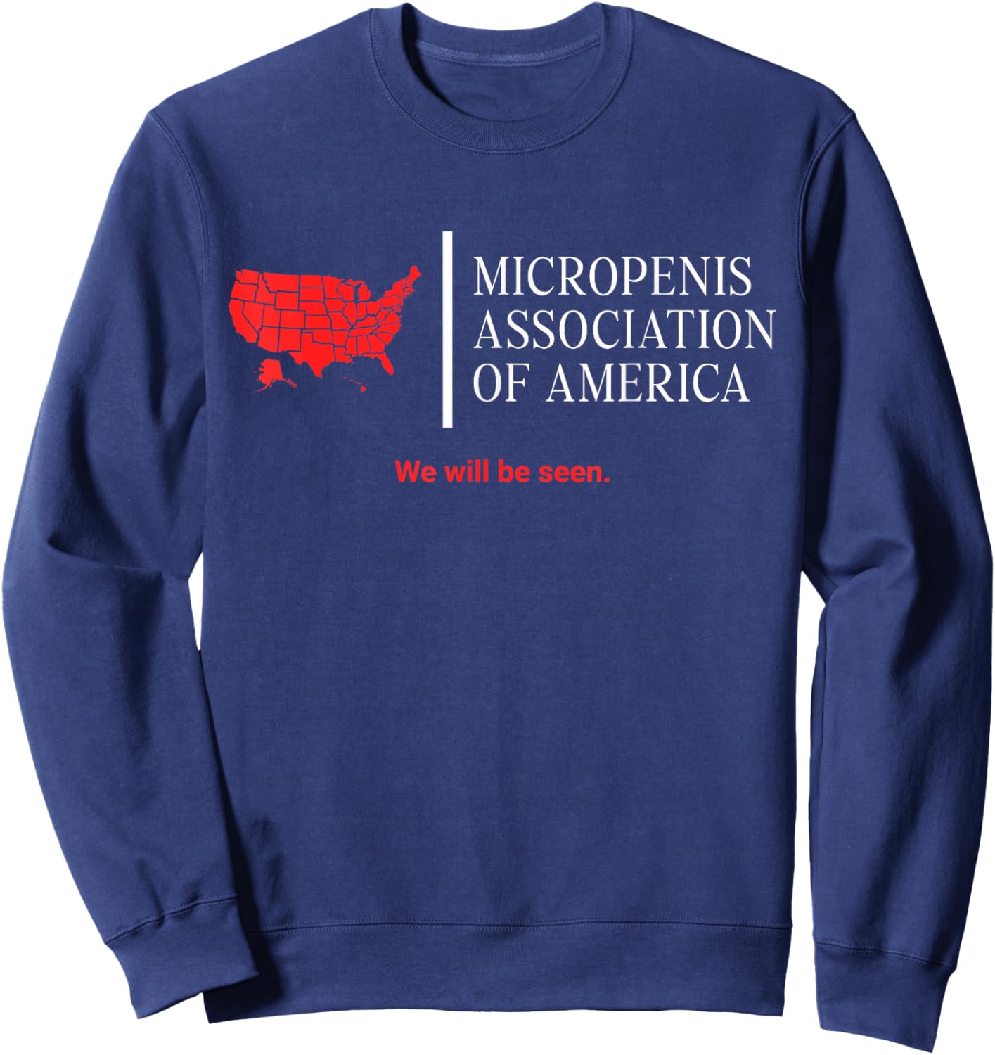 Micropenis Association Funny Embarrassing Bachelor Party Sweatshirt - Sweatshirt | Navy