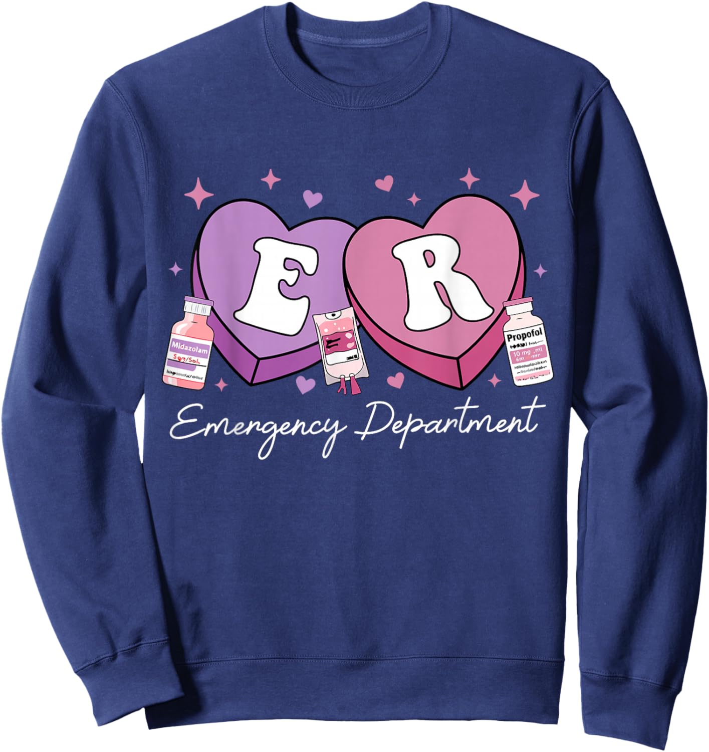 Emergency Department Nurse Valentine's Candy ER ED Nursing Sweatshirt - Sweatshirt | Navy