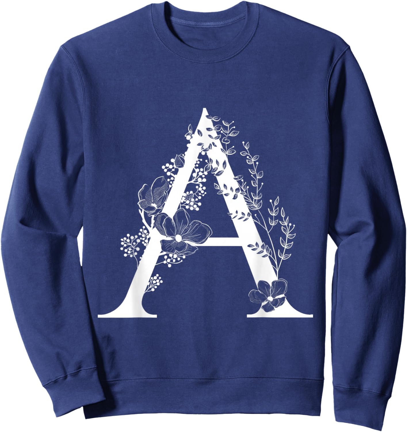 White English Alphabet Letter A Monogram Initial Black Sweatshirt - Sweatshirt | Navy