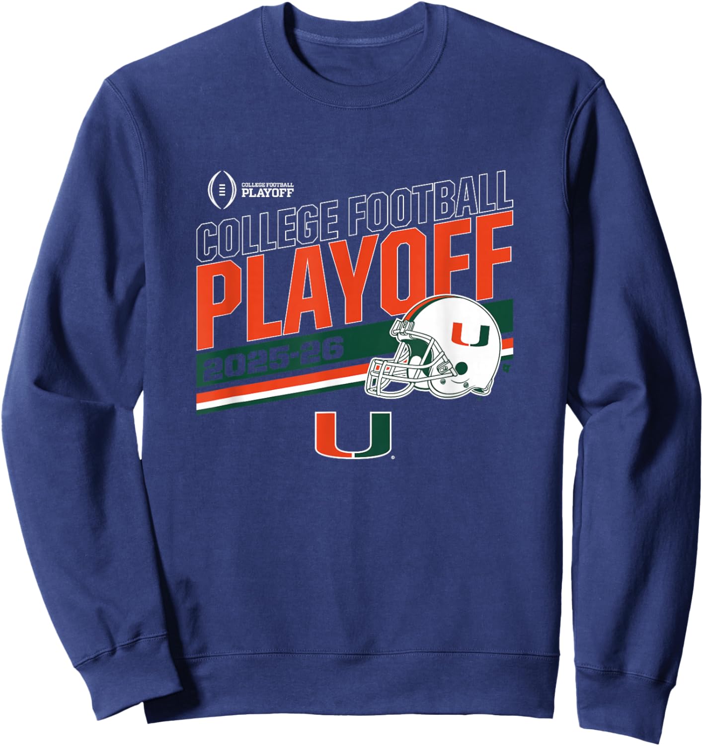 Miami Hurricanes College Football Playoff Stripe 2025 Sweatshirt - Sweatshirt | Navy