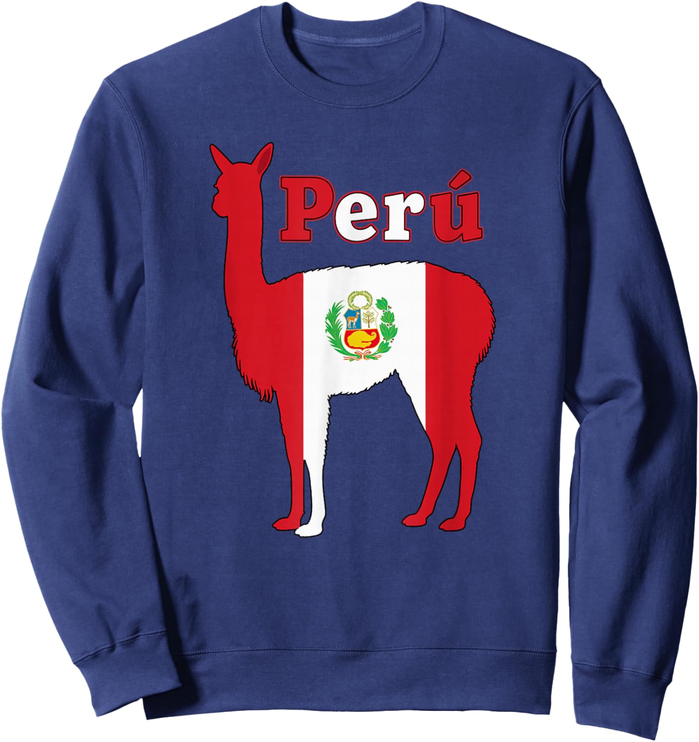 Perú Vicuna Peruvian Flag Pride Peru Llama Alpaca Sweatshirt - Sweatshirt | Navy
