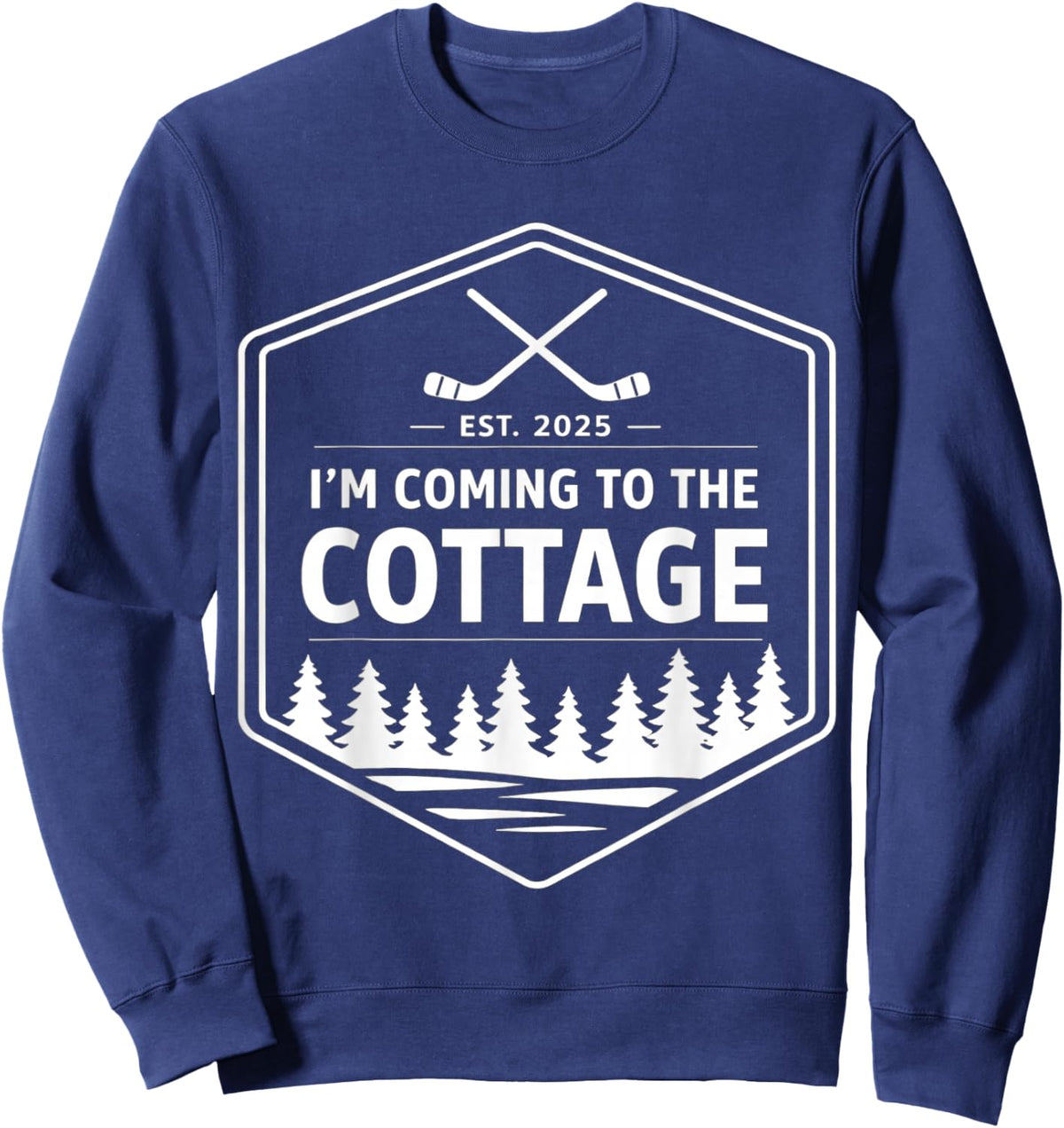 Coming to The Cottage Cozy Outdoors Hockey Romantic Couple Sweatshirt - Sweatshirt | Navy