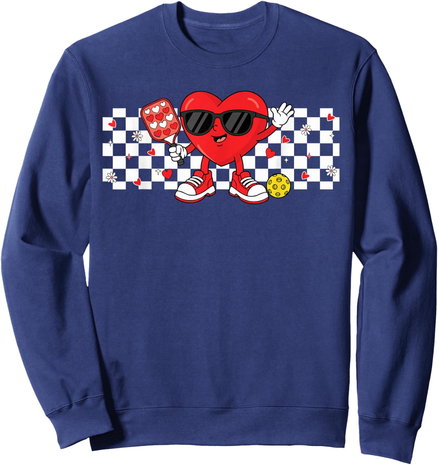 Valentines Pickleball Heart Women Pickleball Cute Valentines Sweatshirt - Sweatshirt | Navy