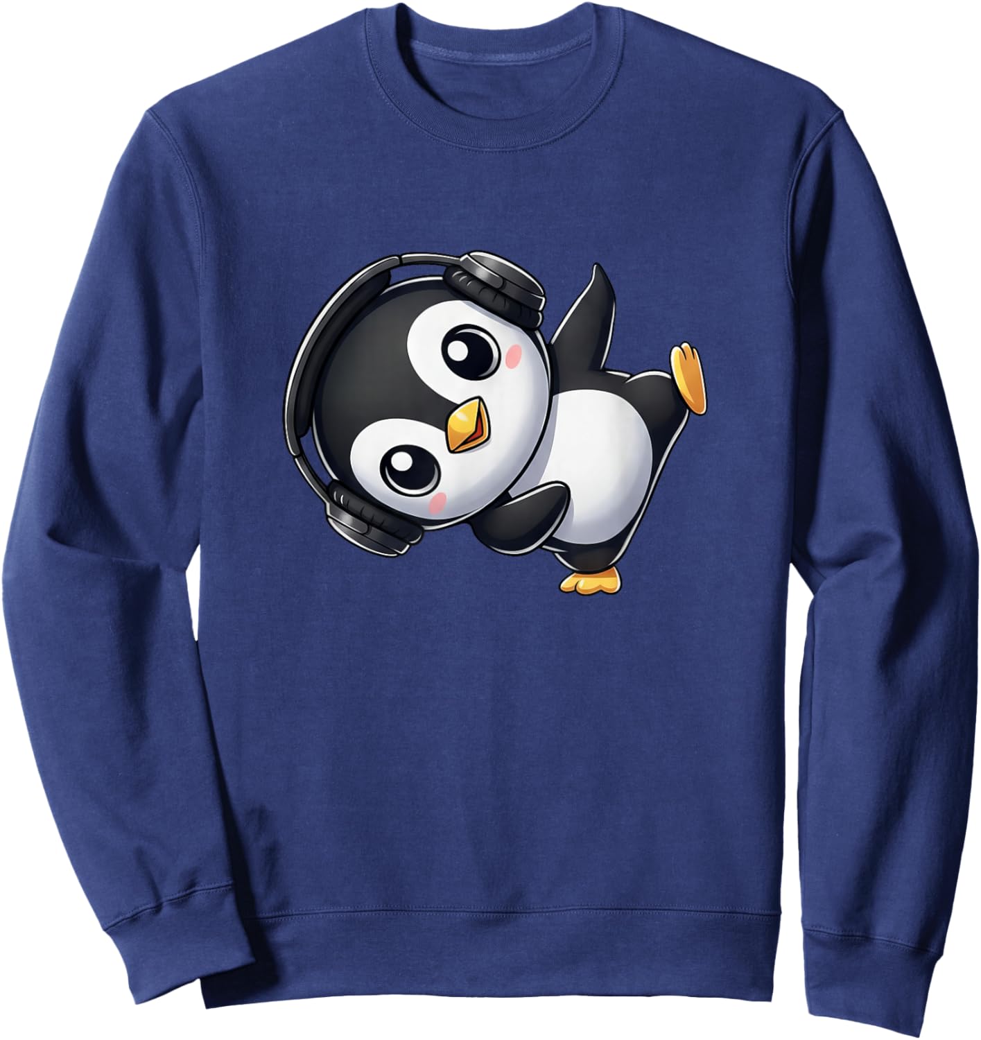 Funny Dancing Penguin with Headphones Sweatshirt - Sweatshirt | Navy