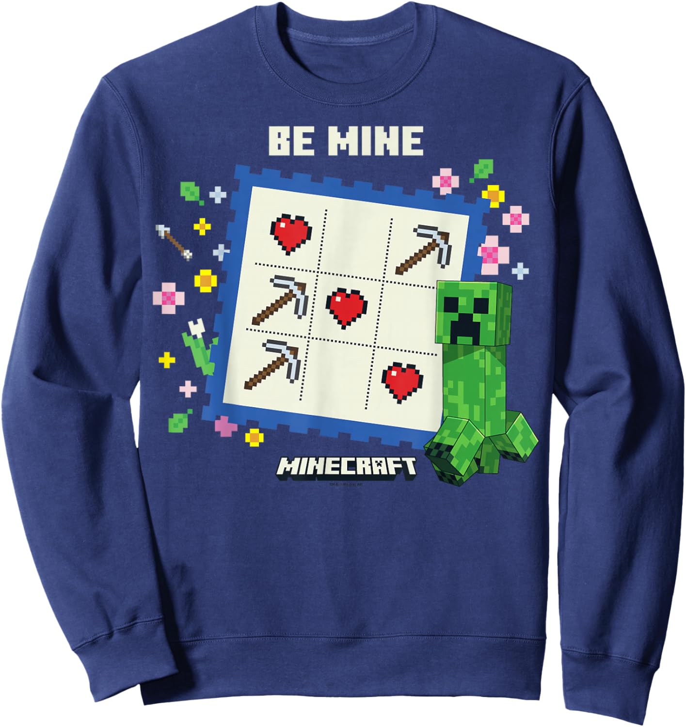 Minecraft Valentine's Day Be Mine Creeper Valentine's Card Sweatshirt - Sweatshirt | Navy