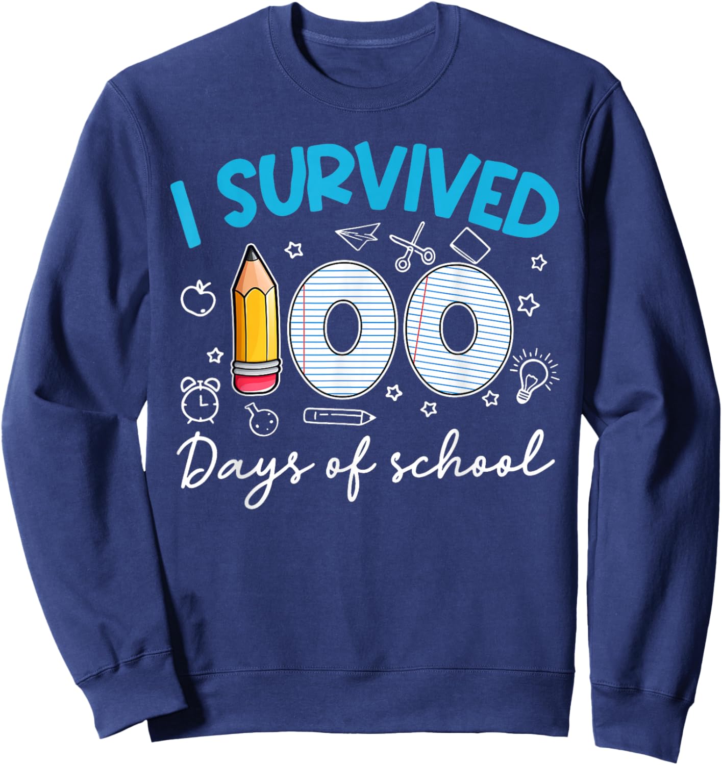 I Survived 100 Days of School Teacher Student Sweatshirt - Sweatshirt | Navy