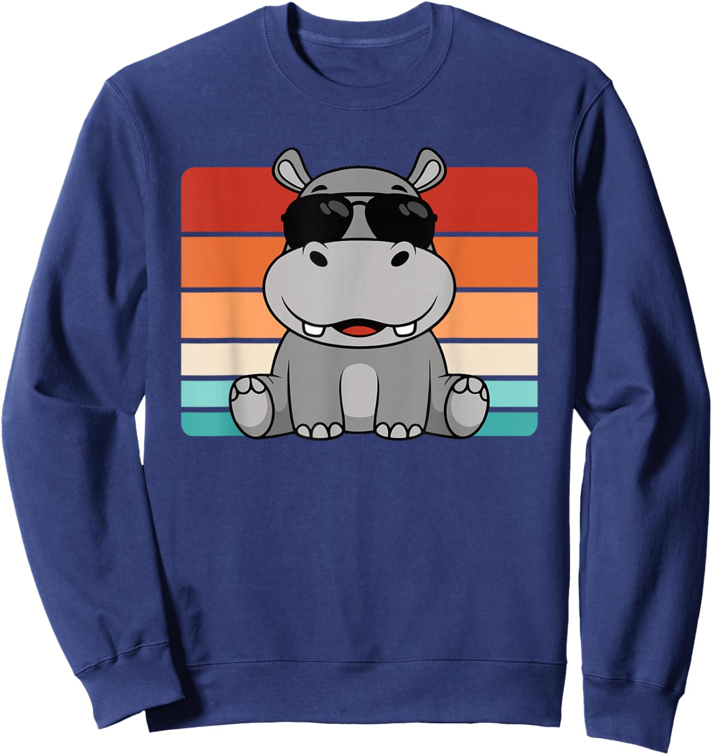 Cool Retro Hippo Lover Hippopotamus Funny Men Boys Kids Sweatshirt - Sweatshirt | Navy