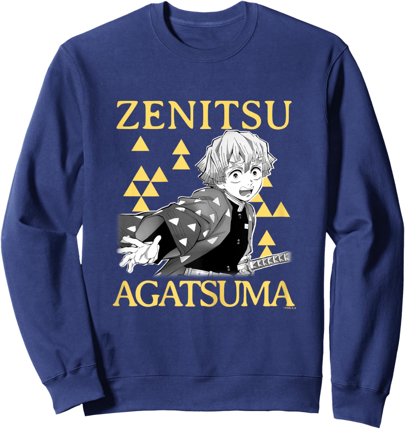 Demon Slayer: Kimetsu no Yaiba Zenitsu Yellow Checkered Sweatshirt - Sweatshirt | Navy