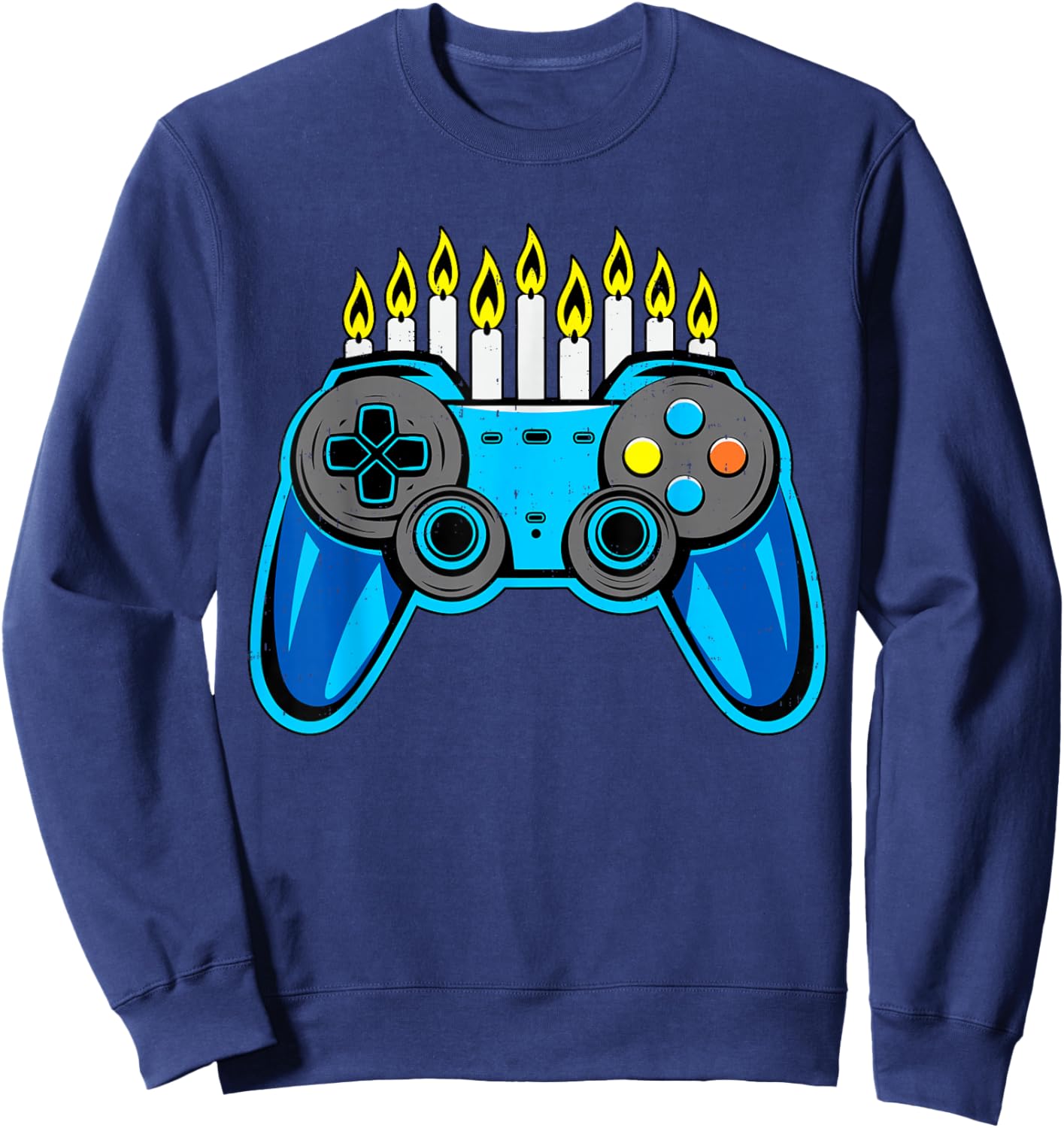 Boys Hanukkah Video Game Dreidel Jewish Menorah Chanukah Kid Sweatshirt - Sweatshirt | Navy