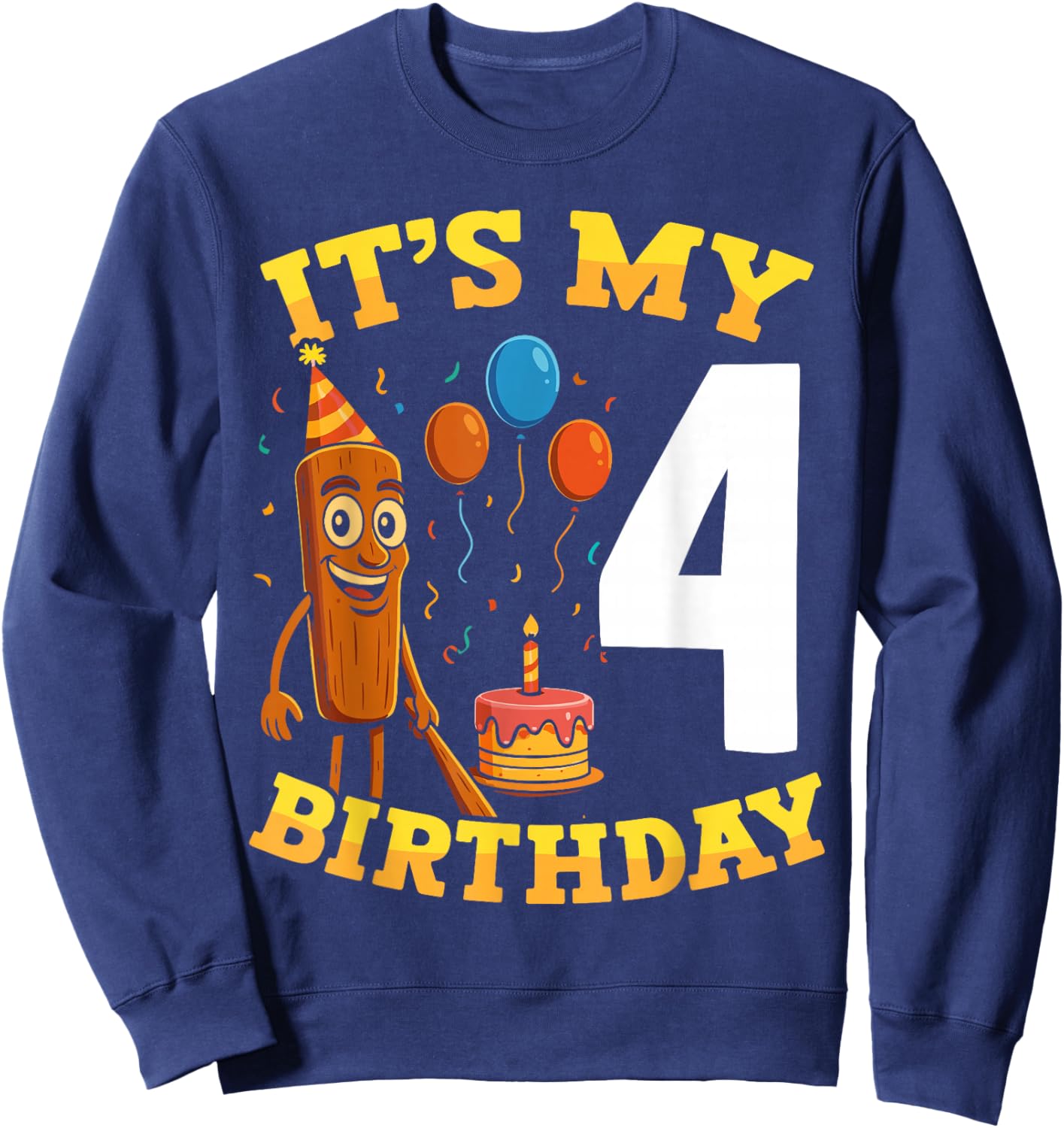 Italian Brainrot It's My Birthday 4 Age 4th Kids Boys Girls Sweatshirt - Sweatshirt | Navy