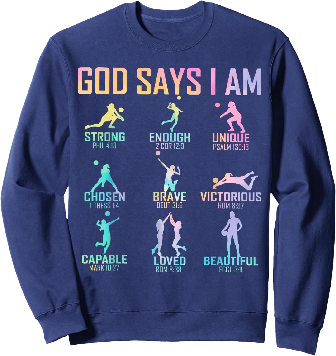Christian God Says I Am Volleyball Boy Girls Christ Sweatshirt - Sweatshirt | Navy