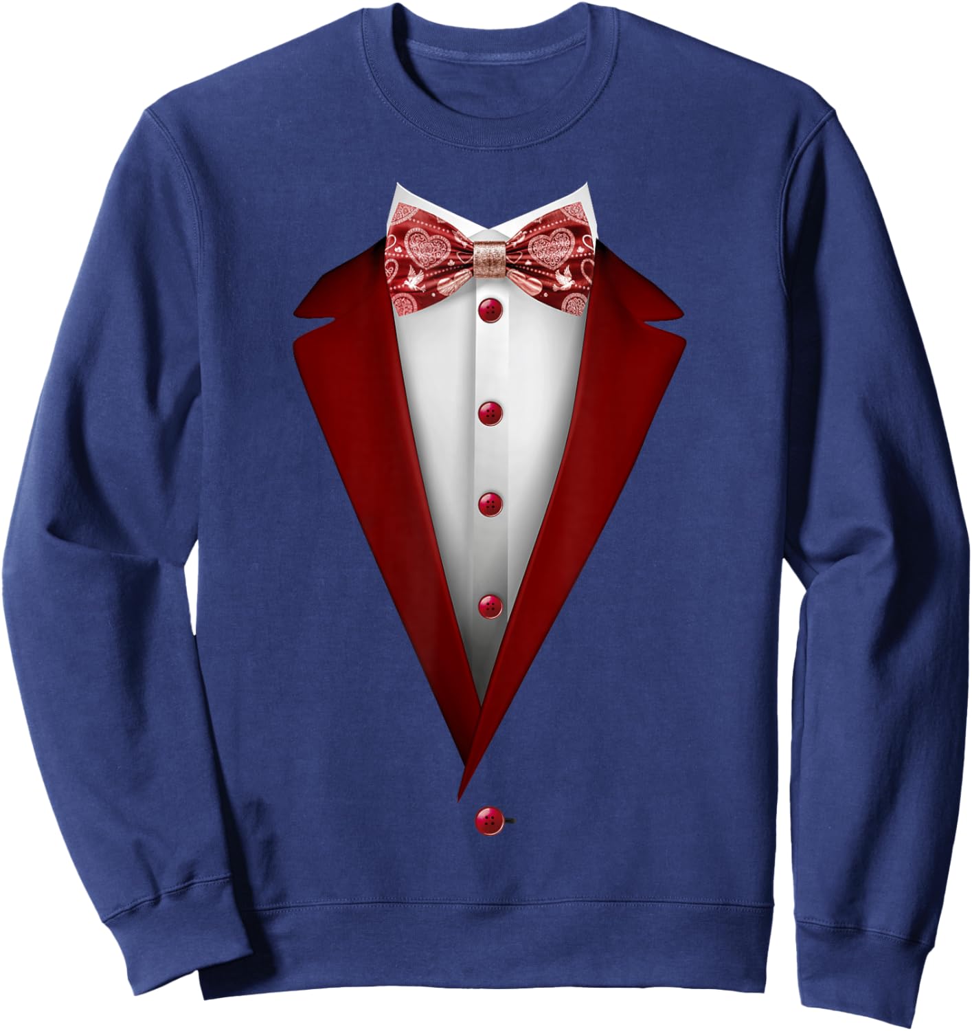 Tuxedo Bow Tie with Cute Hearts for Valentines Day Sweatshirt - Sweatshirt | Navy
