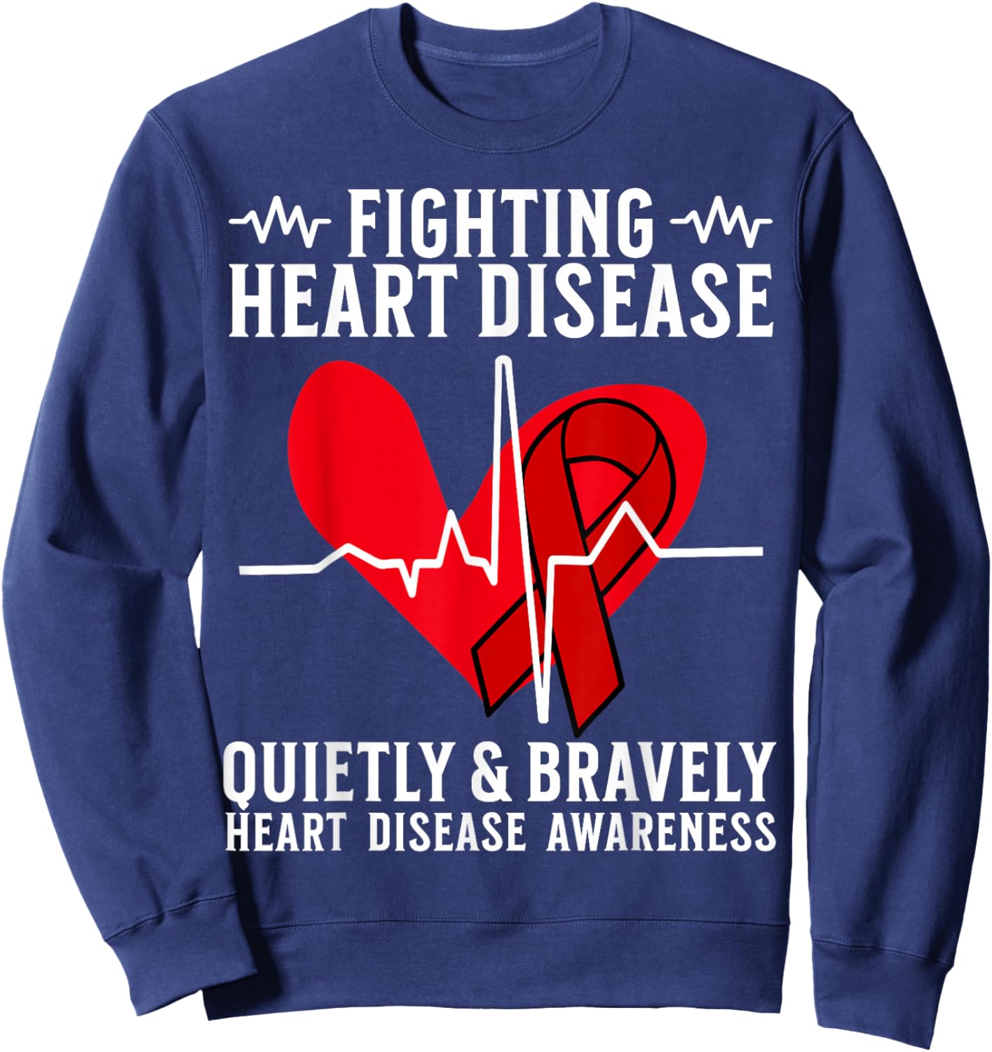 Heart Disease Awareness Heart Warrior American Heart Month Sweatshirt - Sweatshirt | Navy