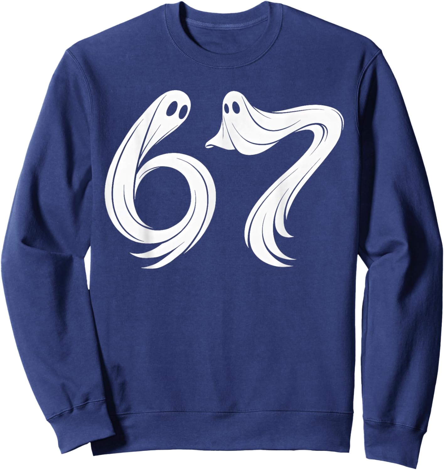 Funny Six Seven 6 7 Meme 67 Design Ghost Halloween Costume Sweatshirt - Sweatshirt | Navy