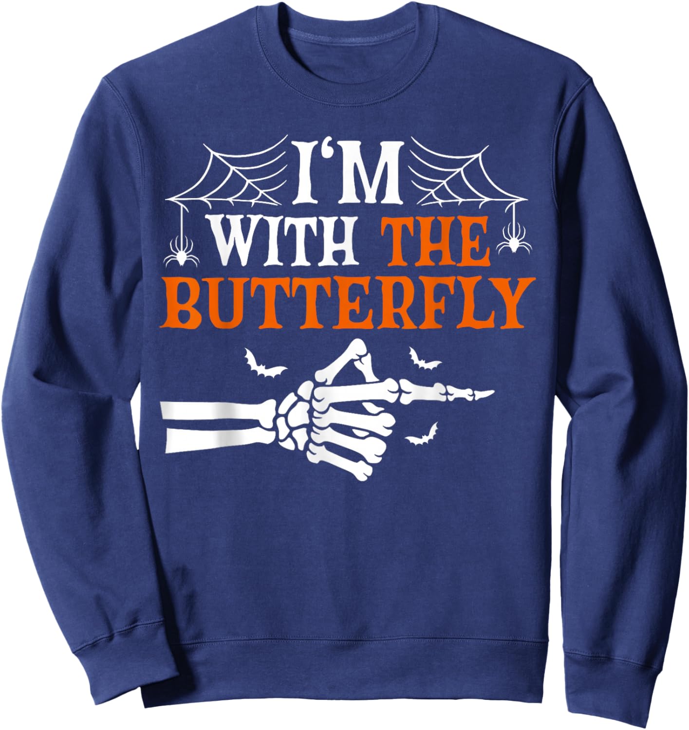 I'm with Butterfly Halloween Costume Couples Matching Sweatshirt - Sweatshirt | Navy