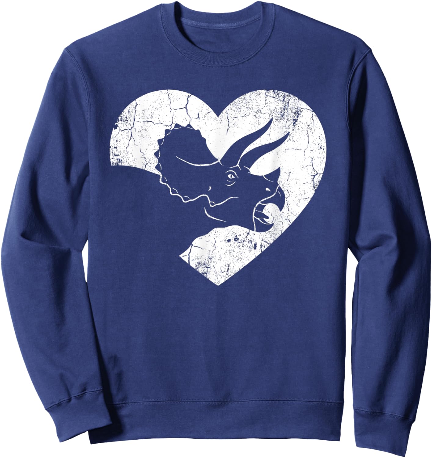 Triceratops Dinosaur Heart Valentine's Day Sweatshirt - Sweatshirt | Navy