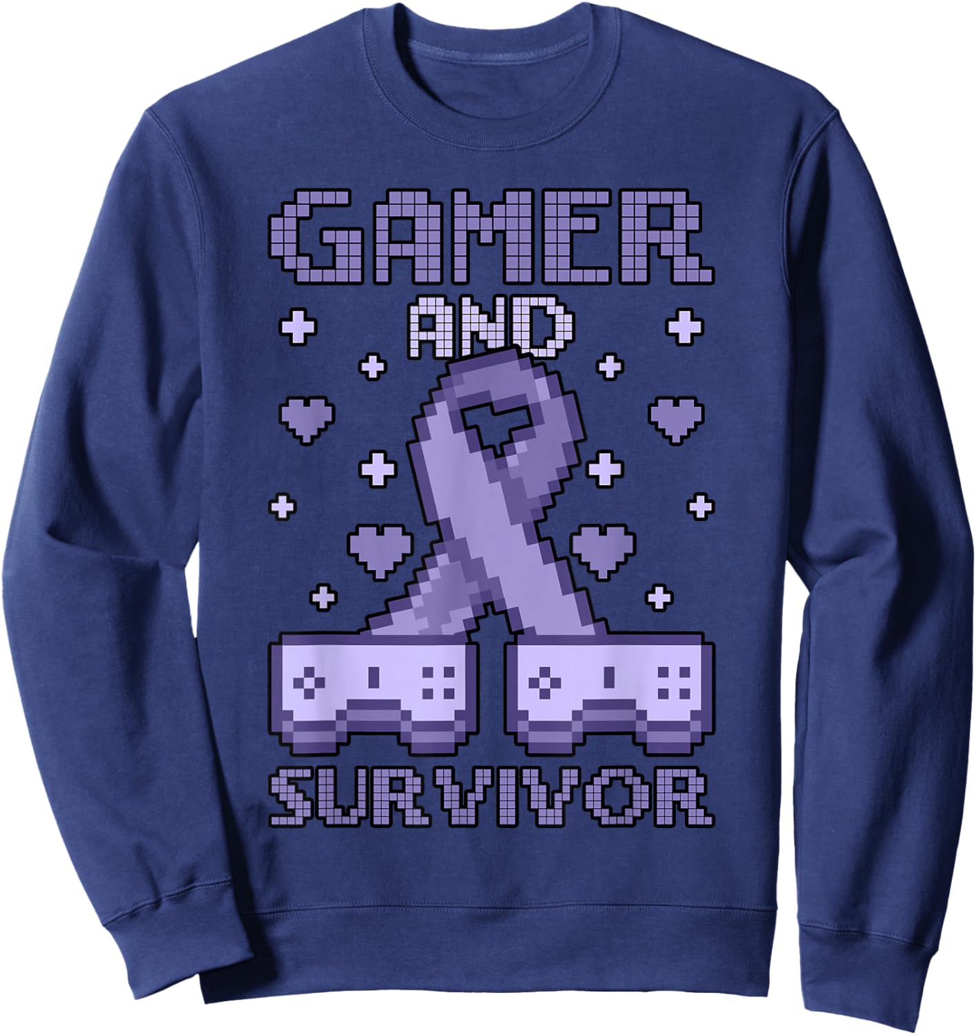 Hodgkins Lymphoma Awareness Gamer and Survivor Sweatshirt - Sweatshirt | Navy