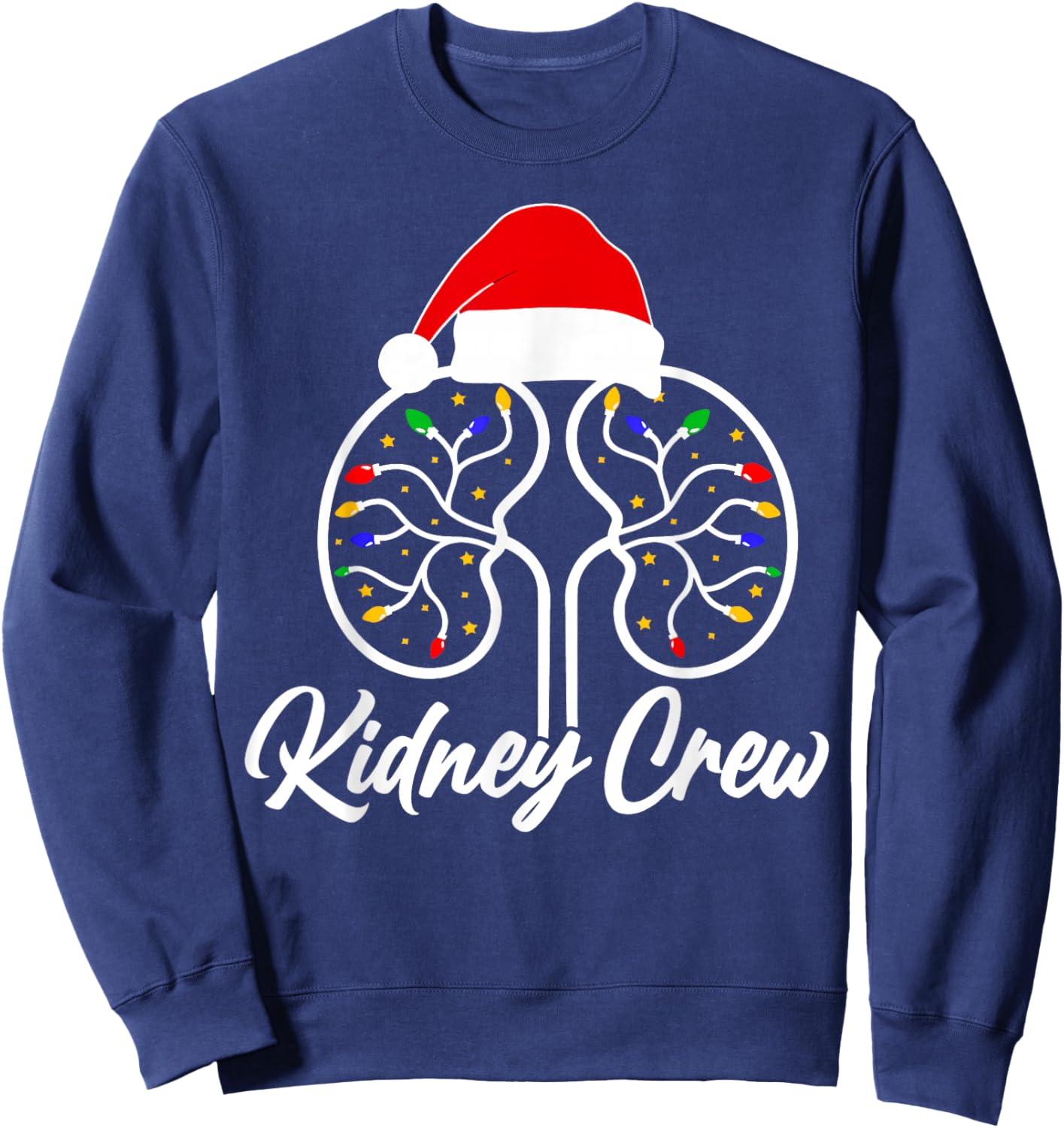Christmas Lights Kidney Crew Dialysis Nurse Nephrology Squad Sweatshirt - Sweatshirt | Navy