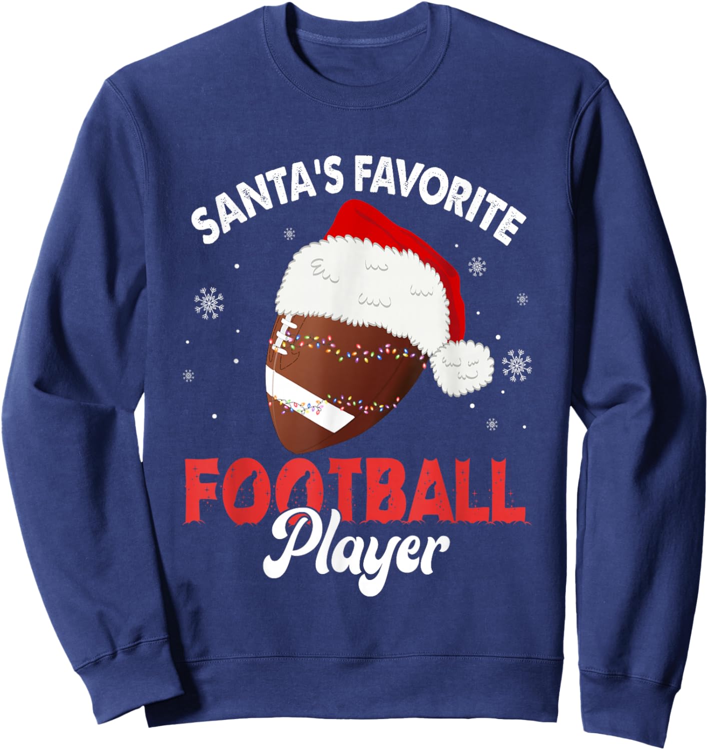 Santa's Favorite Football Player Christmas Pajamas Men Boys Sweatshirt - Sweatshirt | Navy