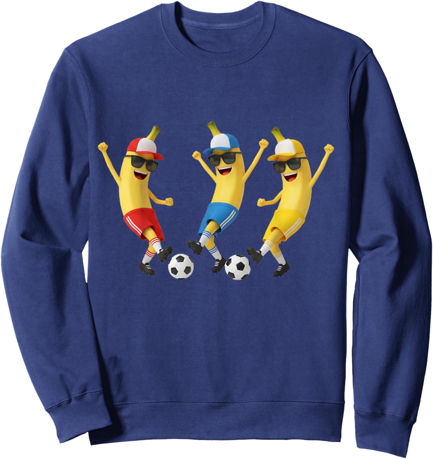 Funny Banana Soccer Team Art | Cool Cartoon Football Sweatshirt - Sweatshirt | Navy